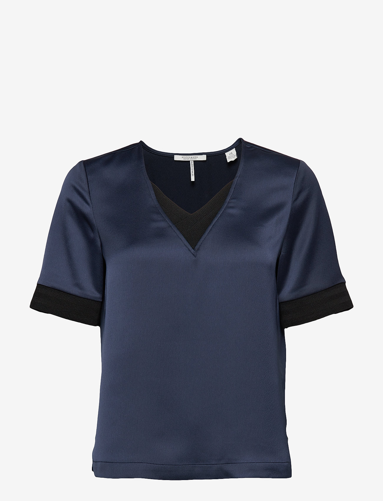 Scotch & Soda - V-neck top with rib details - night - 0
