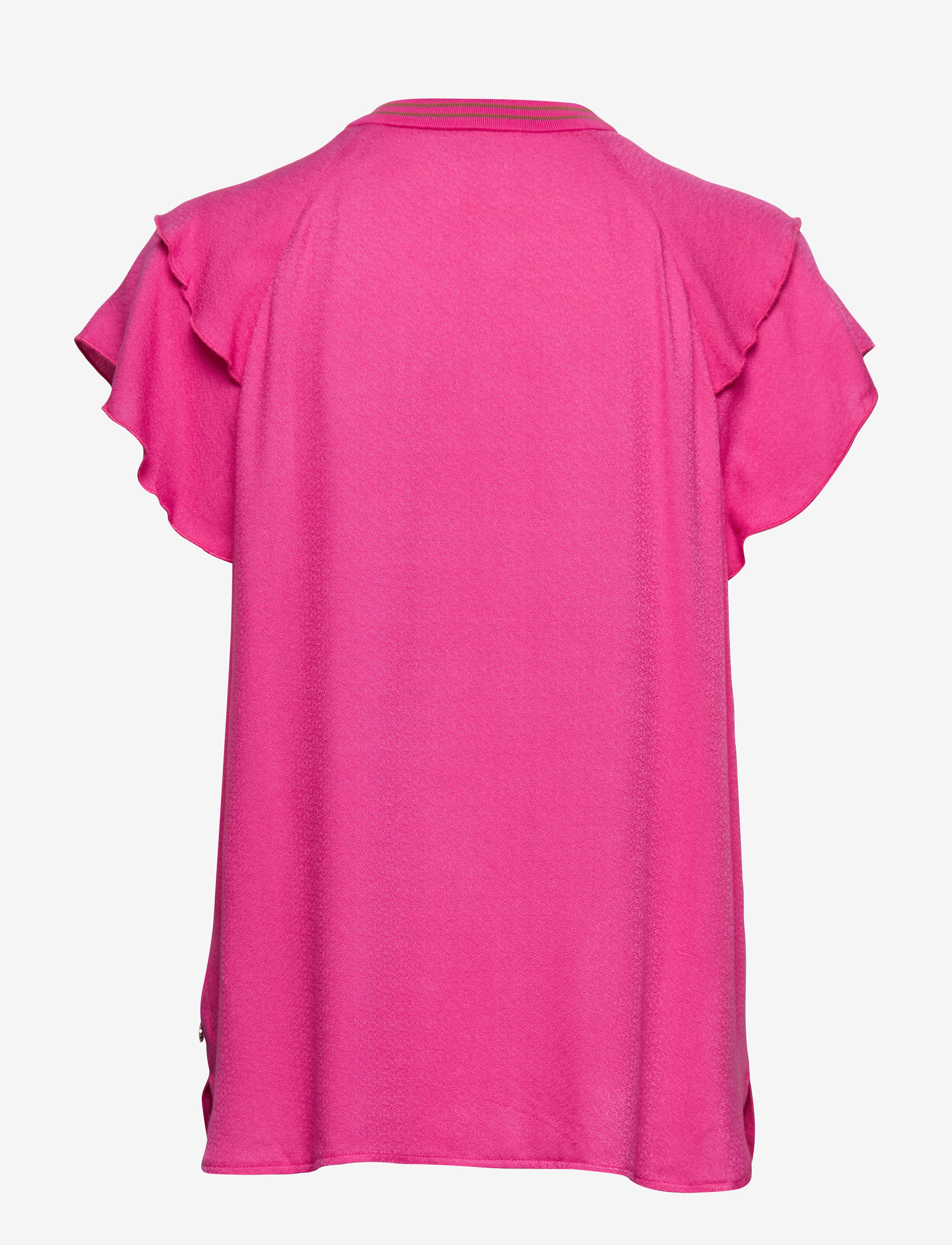 Scotch & Soda - Rayon top with sporty rib and ruffle sleeves - candy pink - 1