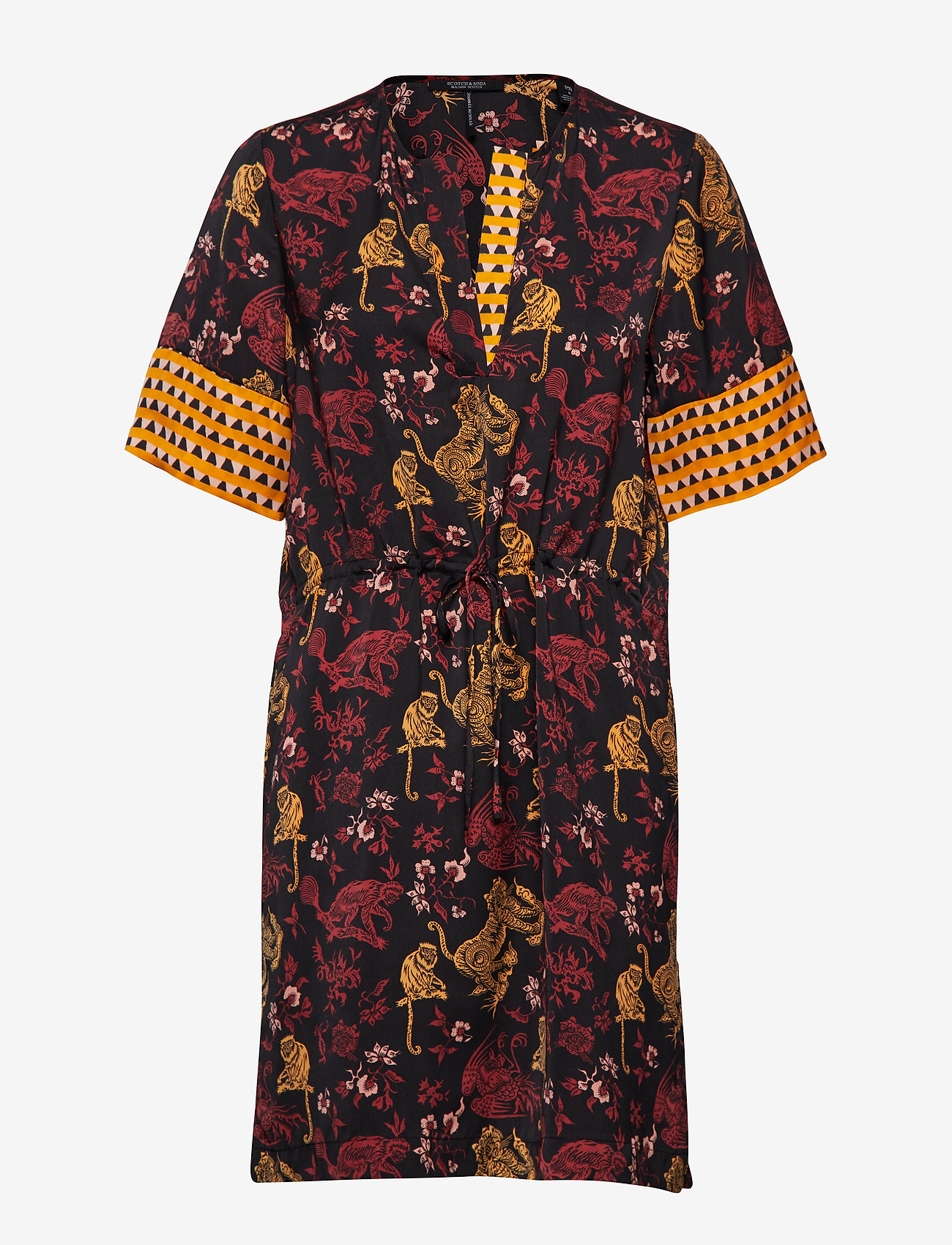 Scotch & Soda - Mixed print dress with waist drawcord - combo a - 0