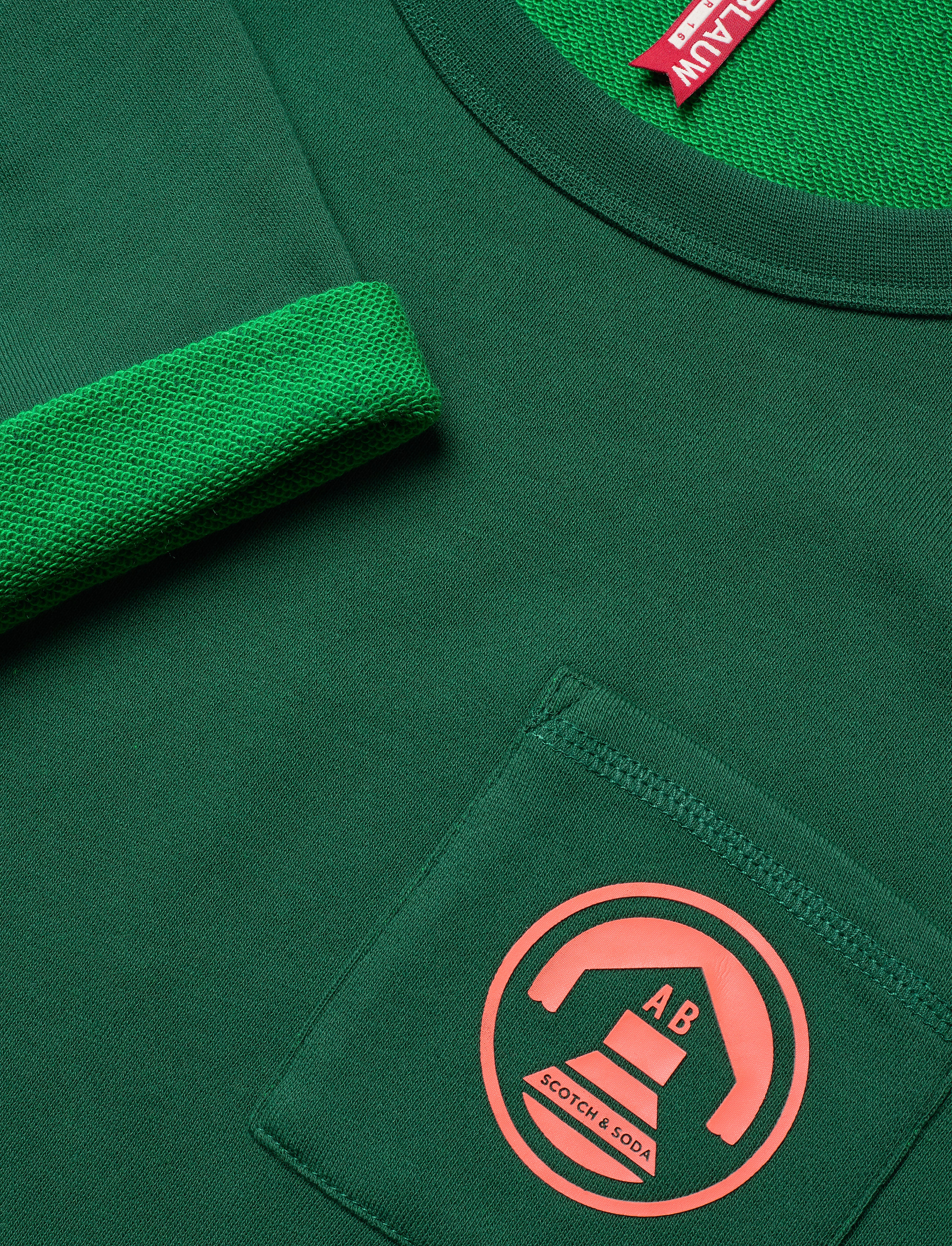 Scotch & Soda - Crew neck sweat with chest pocket and contrast loops - green dream - 2