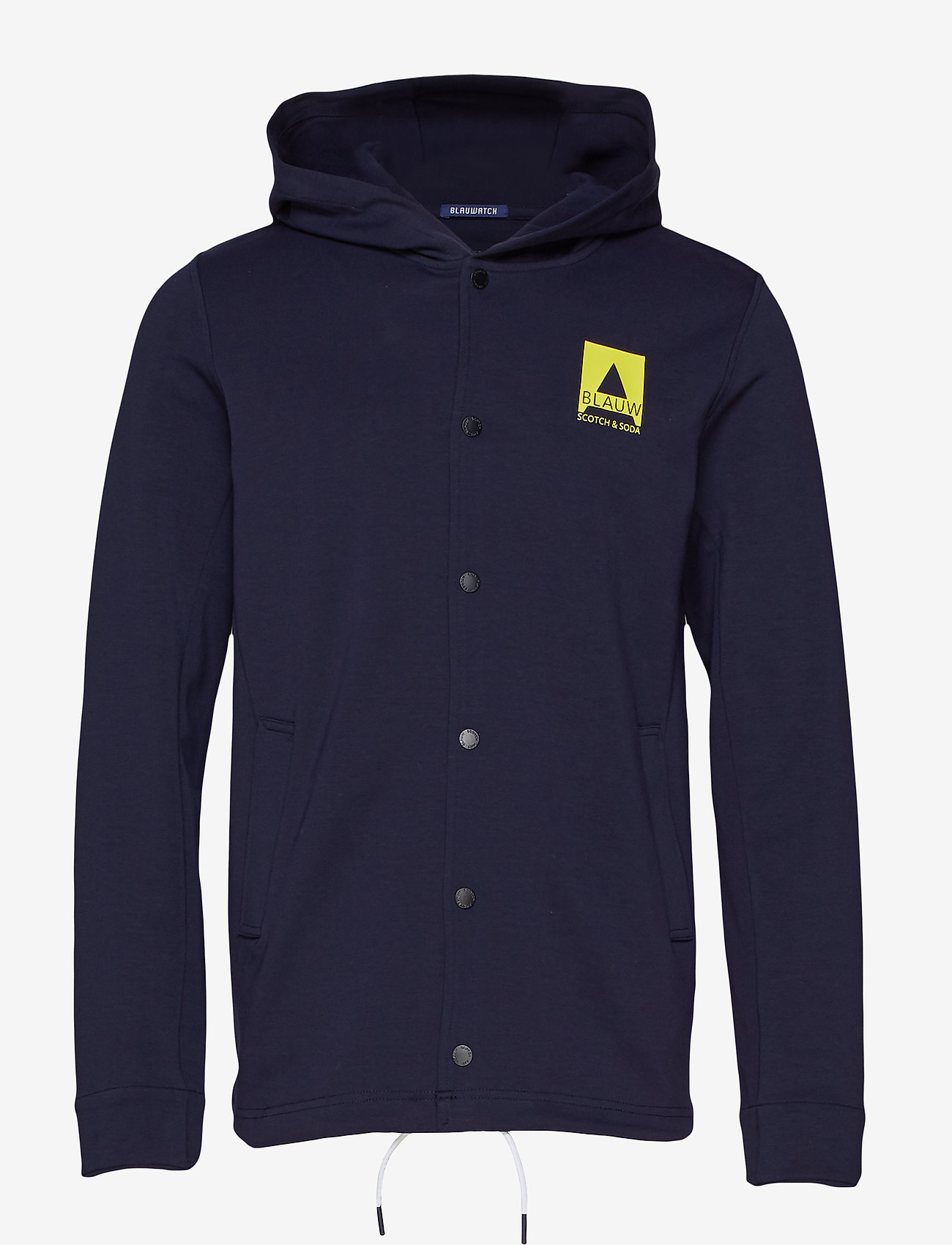 Scotch & Soda - Ams Blauw hoody with press button closure in clean quality - navy - 0