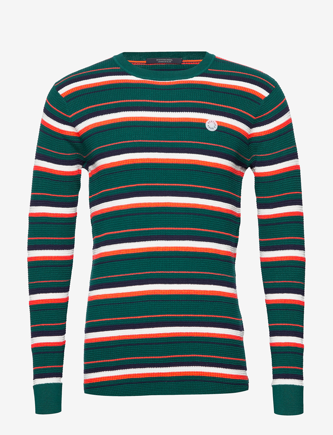 Scotch & Soda - Longsleeve tee in 3D waffle with deck chair stripes - combo b - 0