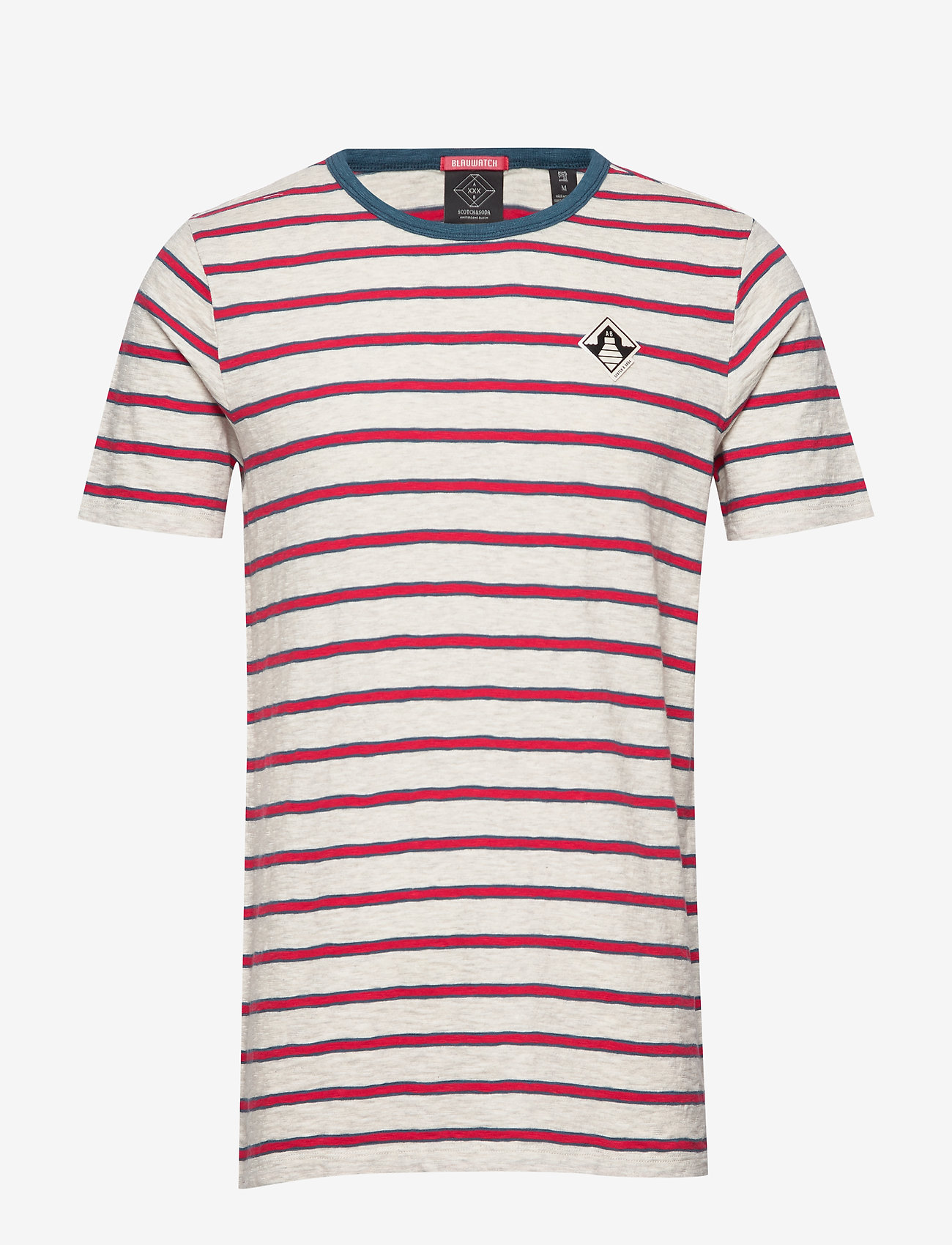 Scotch & Soda - Ams Blauw yarn dyed mel stripe tee in regular fit - combo a - 0