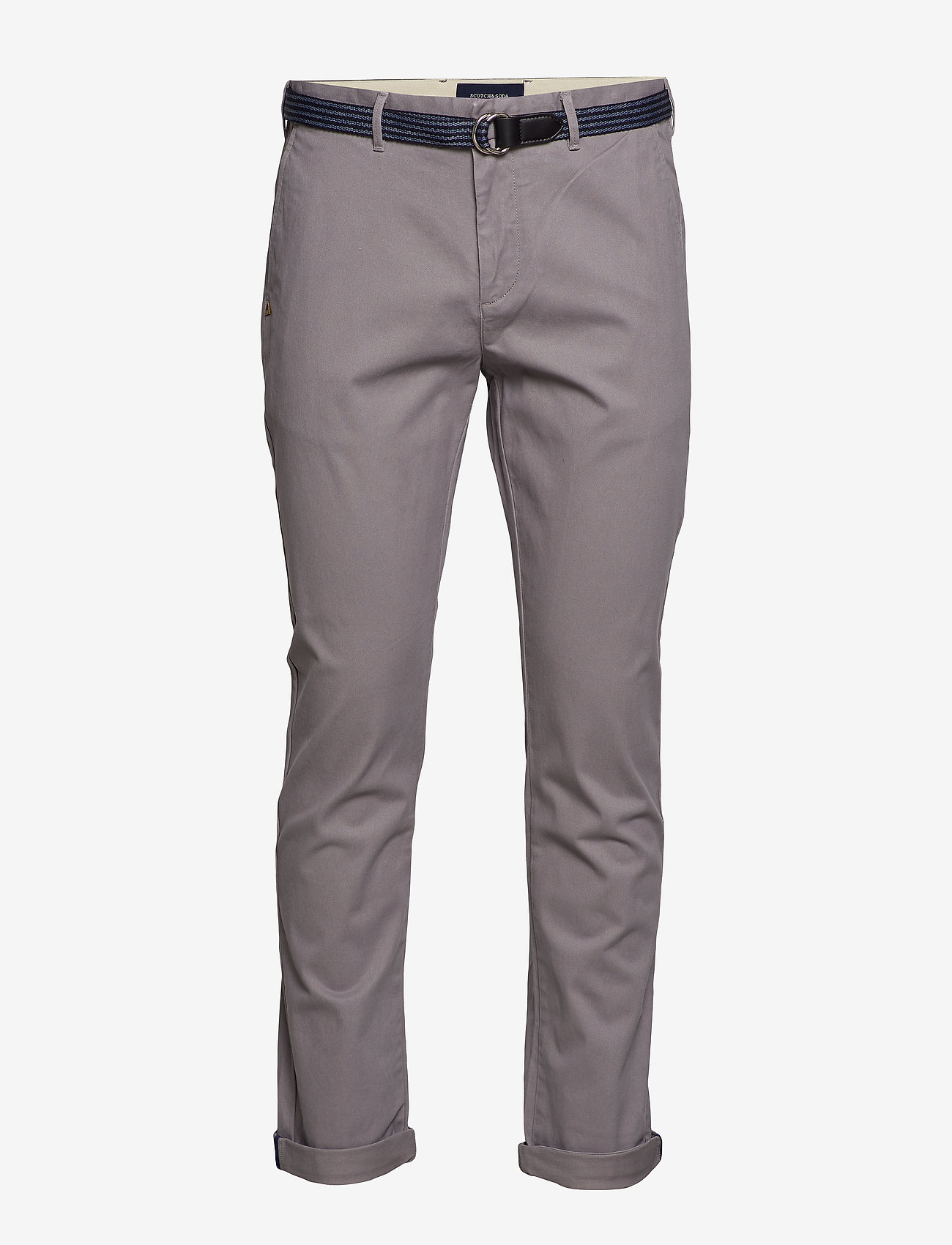 Ams Blauw Stuart chino with belt in stretch peached quality - GREY