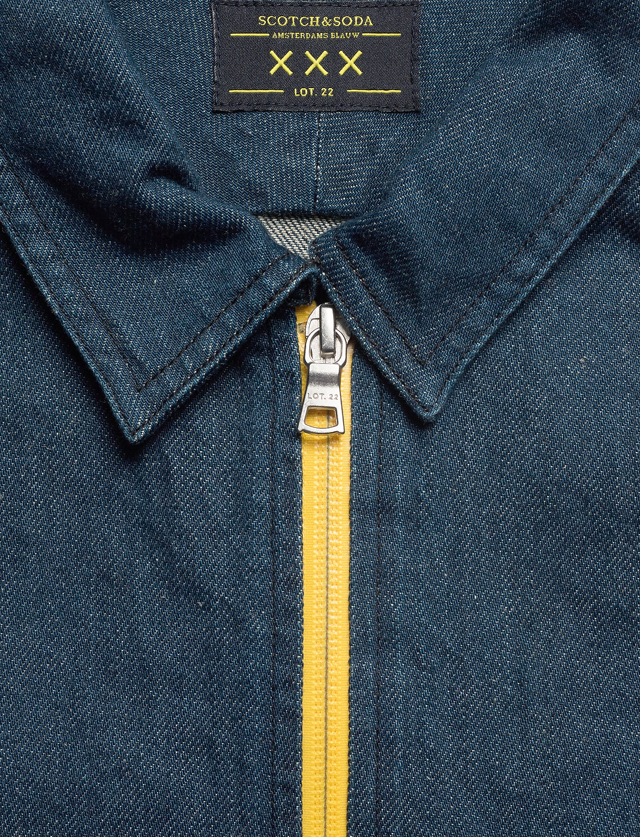Scotch & Soda - Lot 22 popover denim worker shirt with contrast zipper - indigo - 2