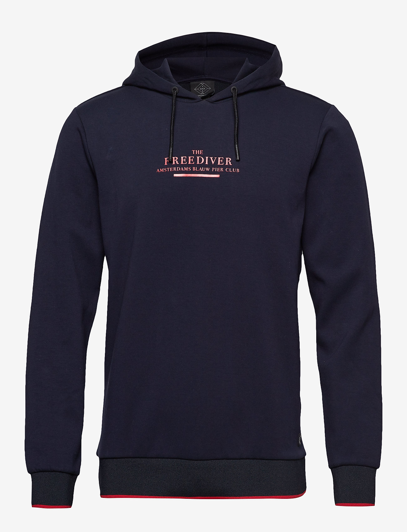 Scotch & Soda - Clean hooded sweat with rib artwork - navy - 0