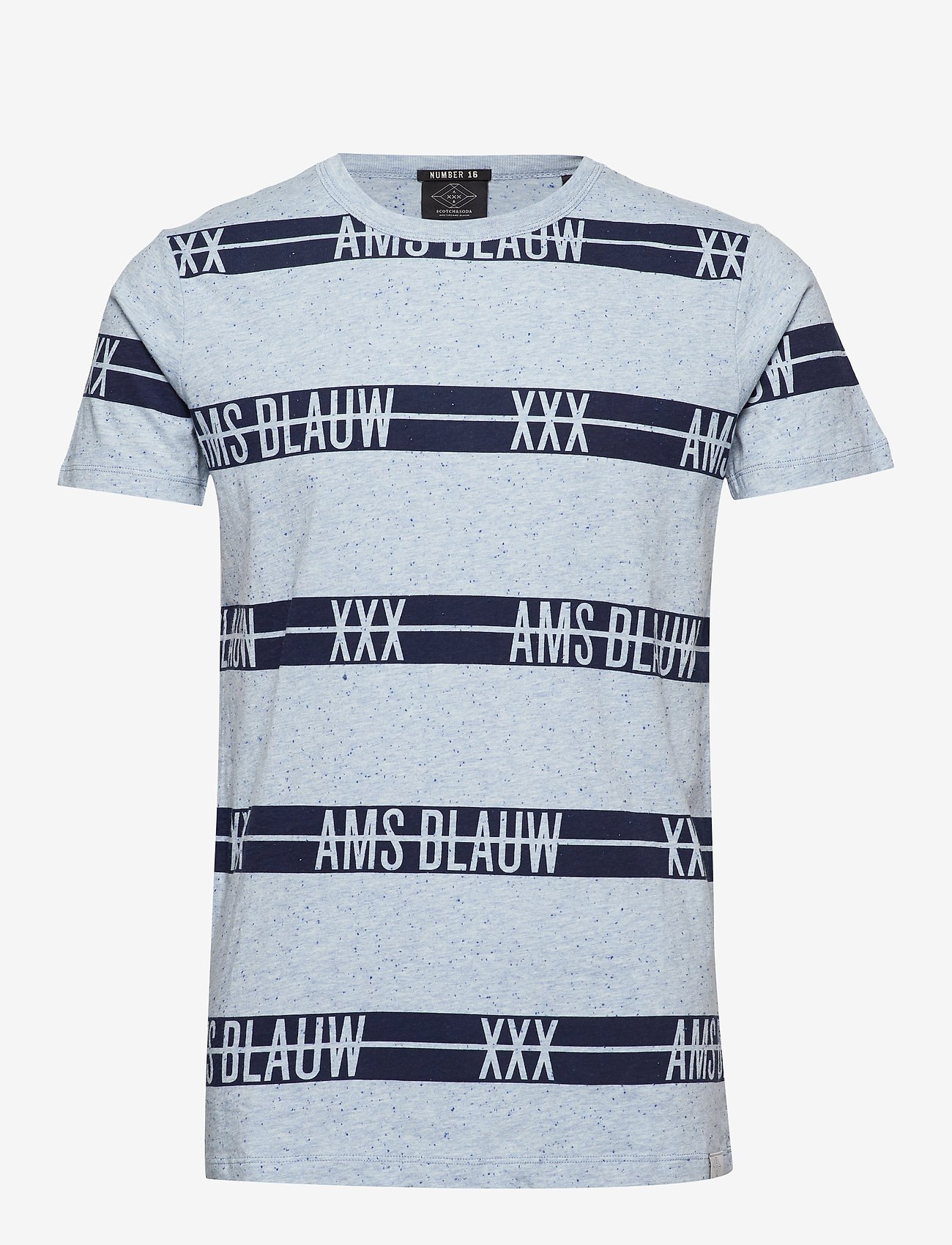 S/S tee with allover prints on melange base - COMBO C