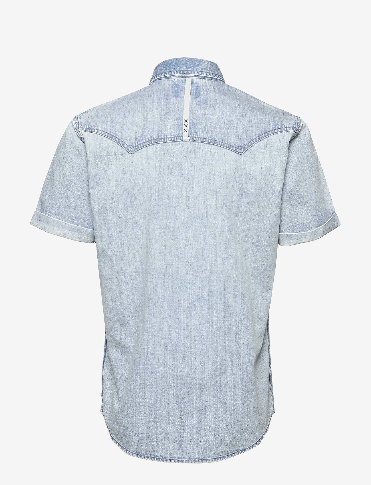 Scotch & Soda - Ams Blauw short sleeve denim western shirt with seasonal was - bleached indigo - 1
