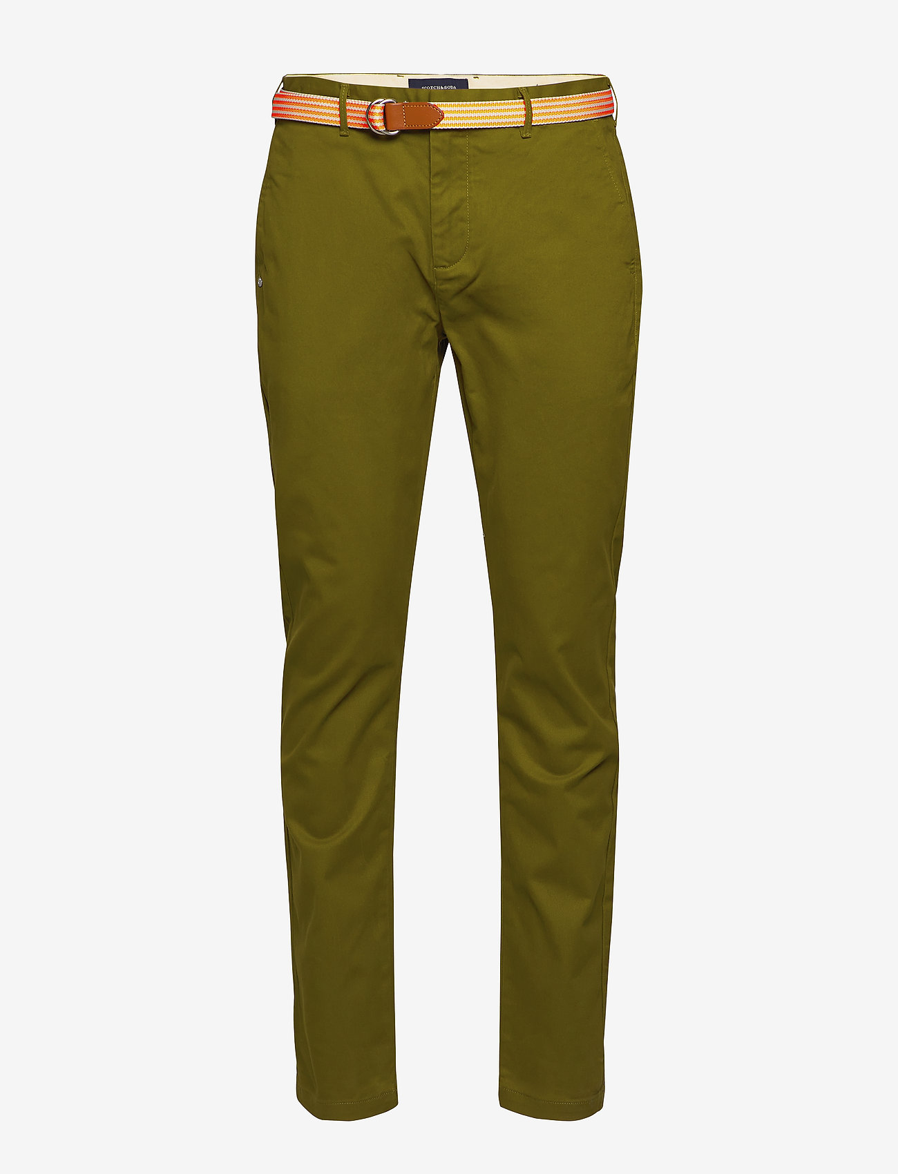 Scotch & Soda - Ams Blauw stretch Stuart chino with belt - military green - 0