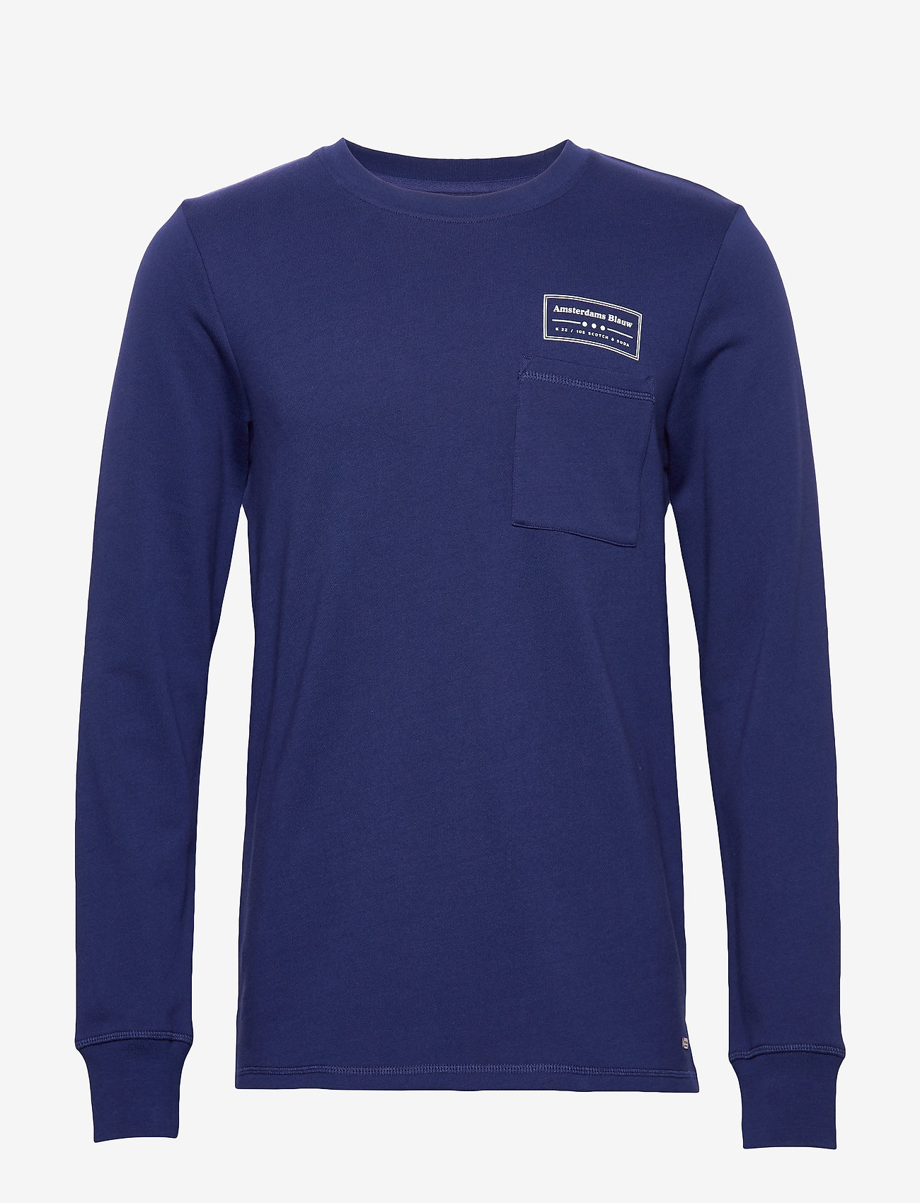 Crewneck sweat with contrast loops and chest pocket - NAVY