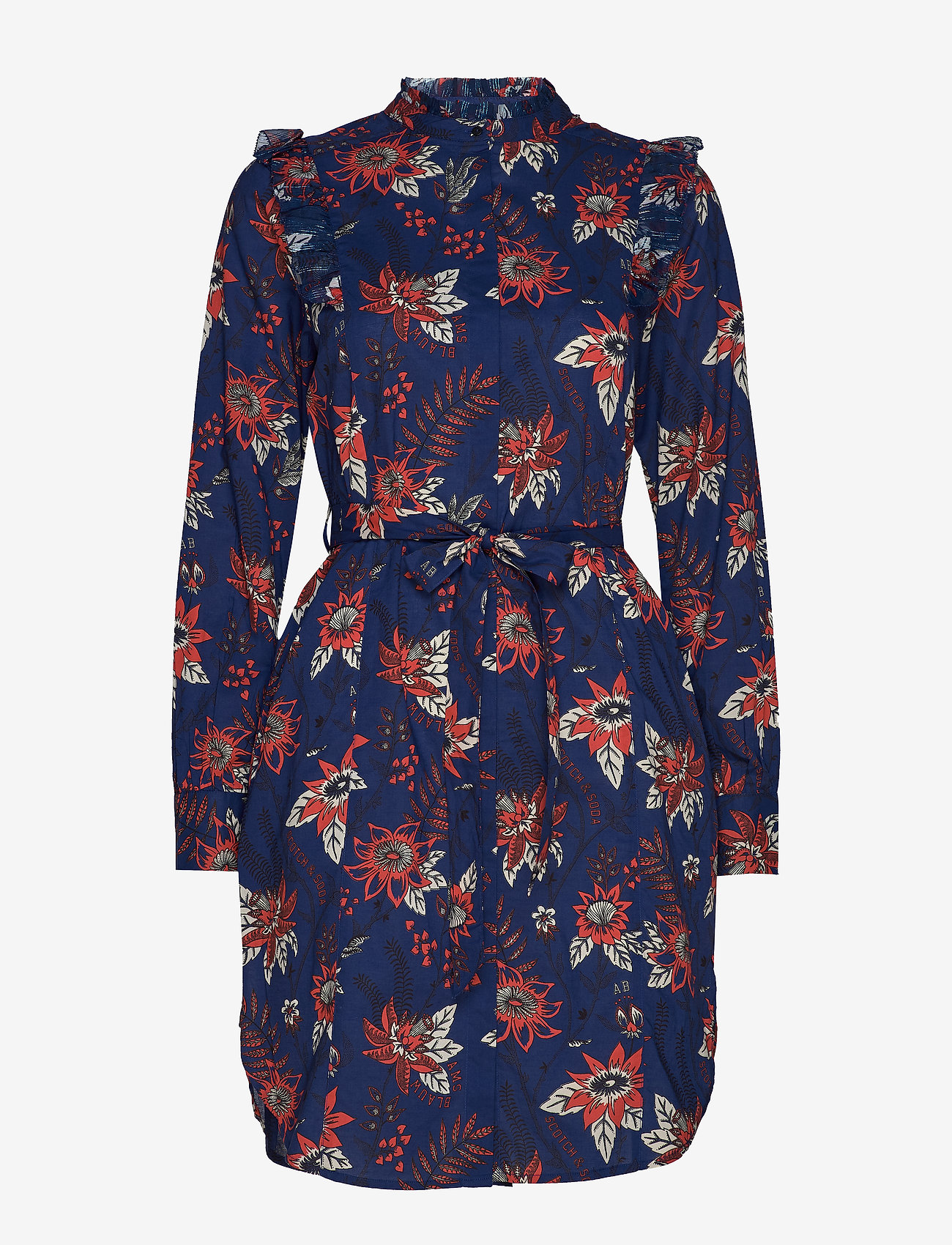 Scotch & Soda - Floral allover printed ruffle dress - combo b - 0