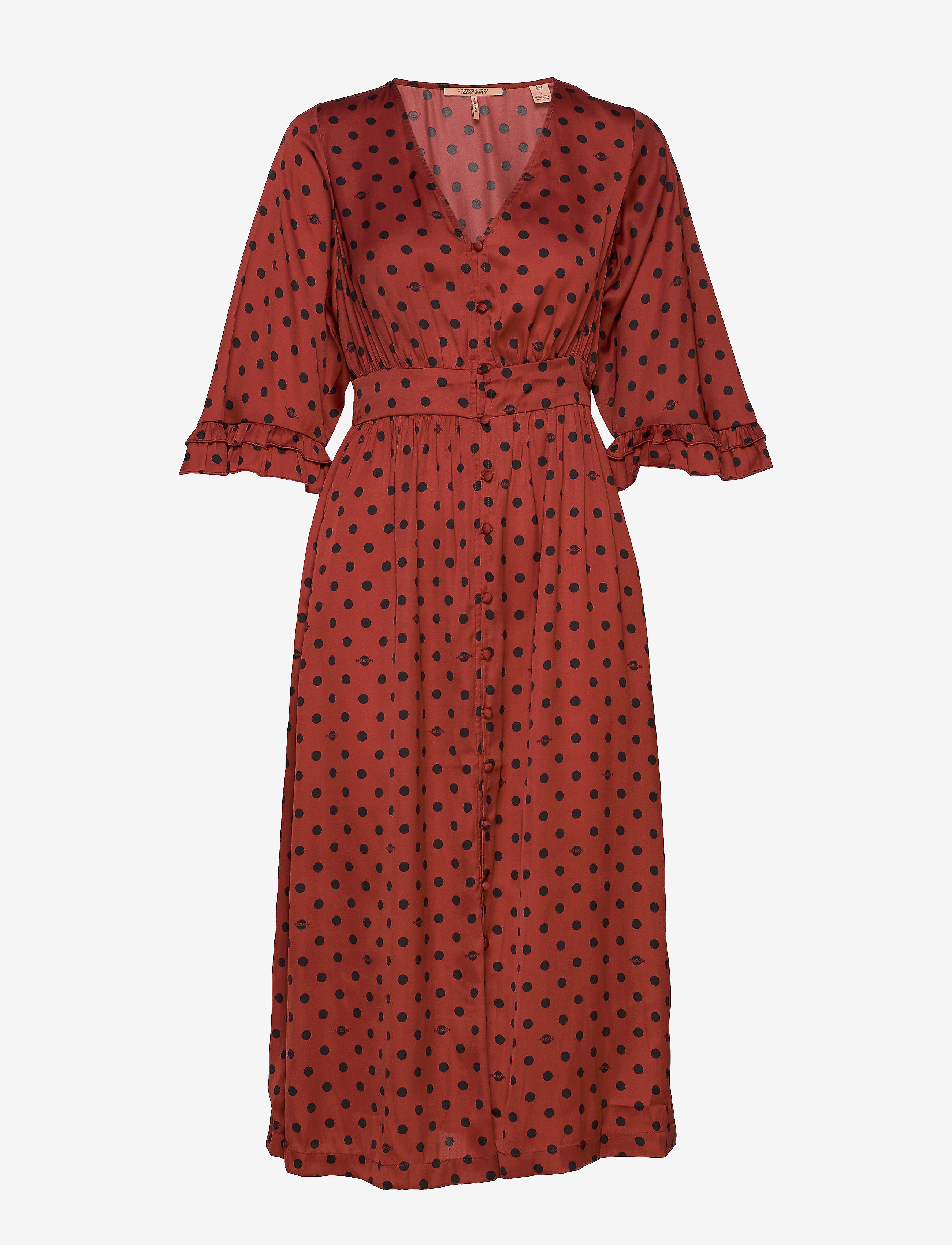 Scotch & Soda - Midi length v-neck dress with ruffles - combo e - 1