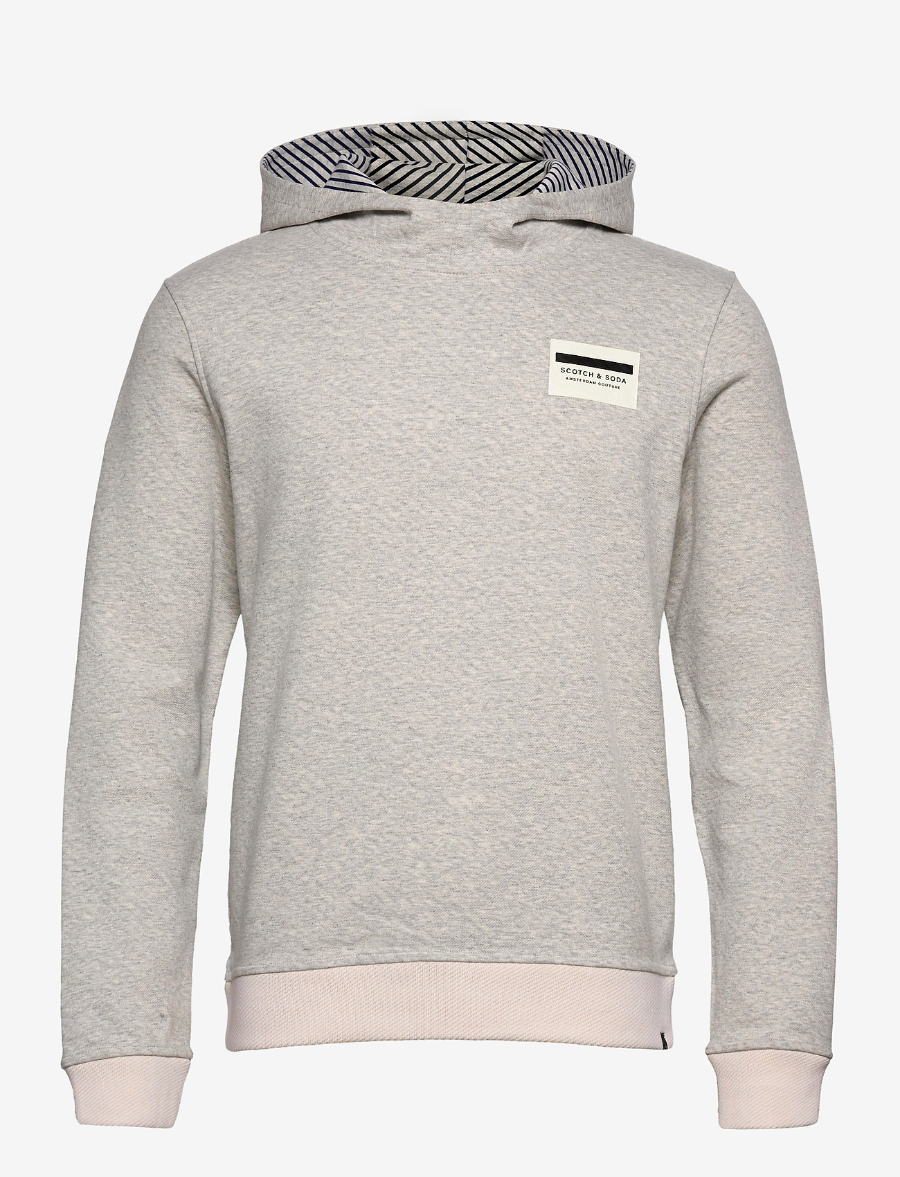 Scotch & Soda - Reversible hooded sweat with chest print - grey melange - 0