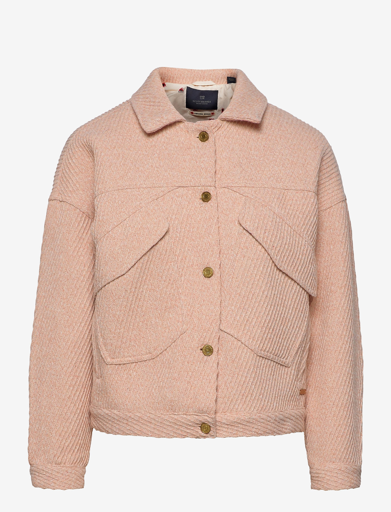 Scotch & Soda - Oversized trucker in special wool mix - light apricot melange - 0