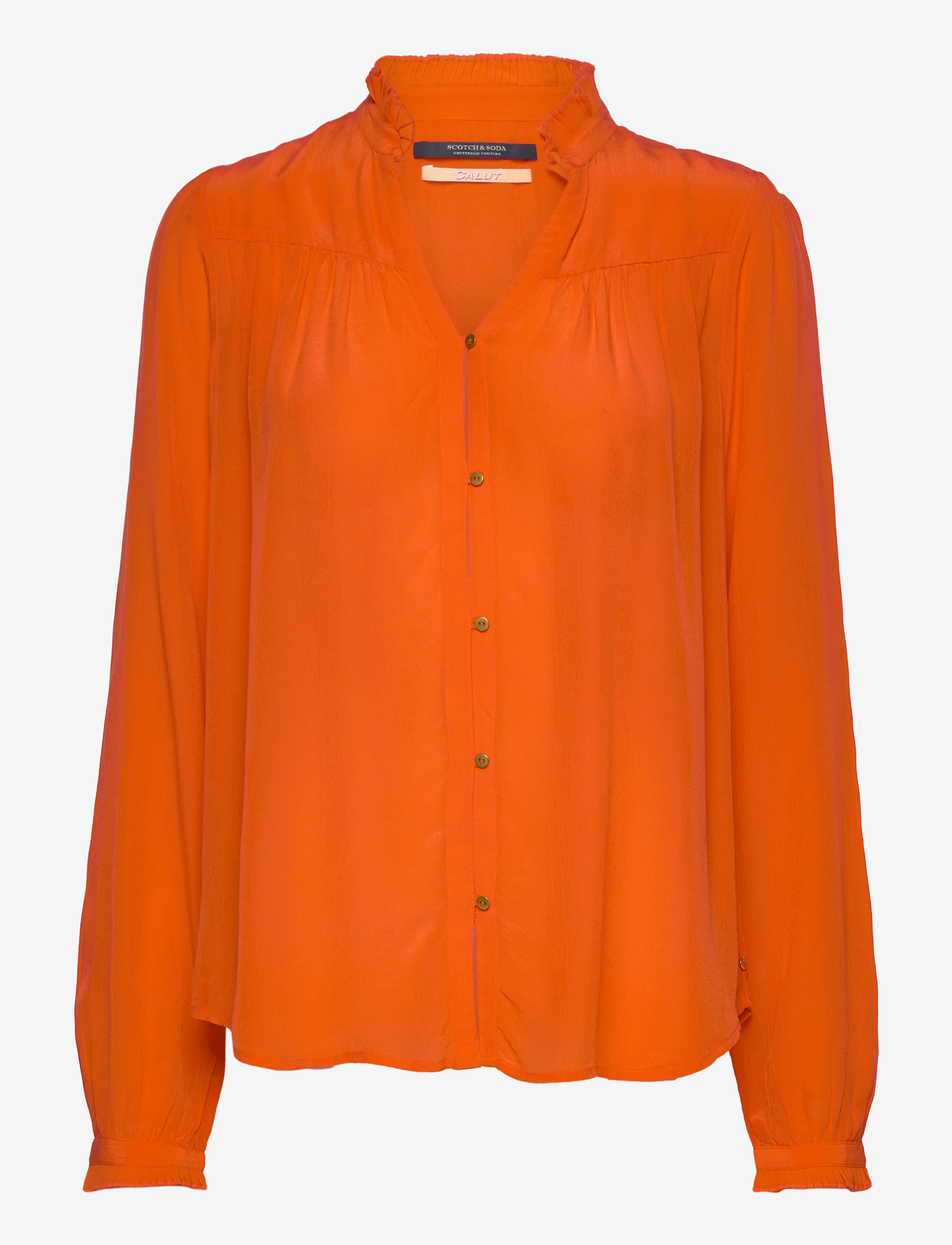 Scotch & Soda - Feminine shirt with pleated detailing - orange shell - 1