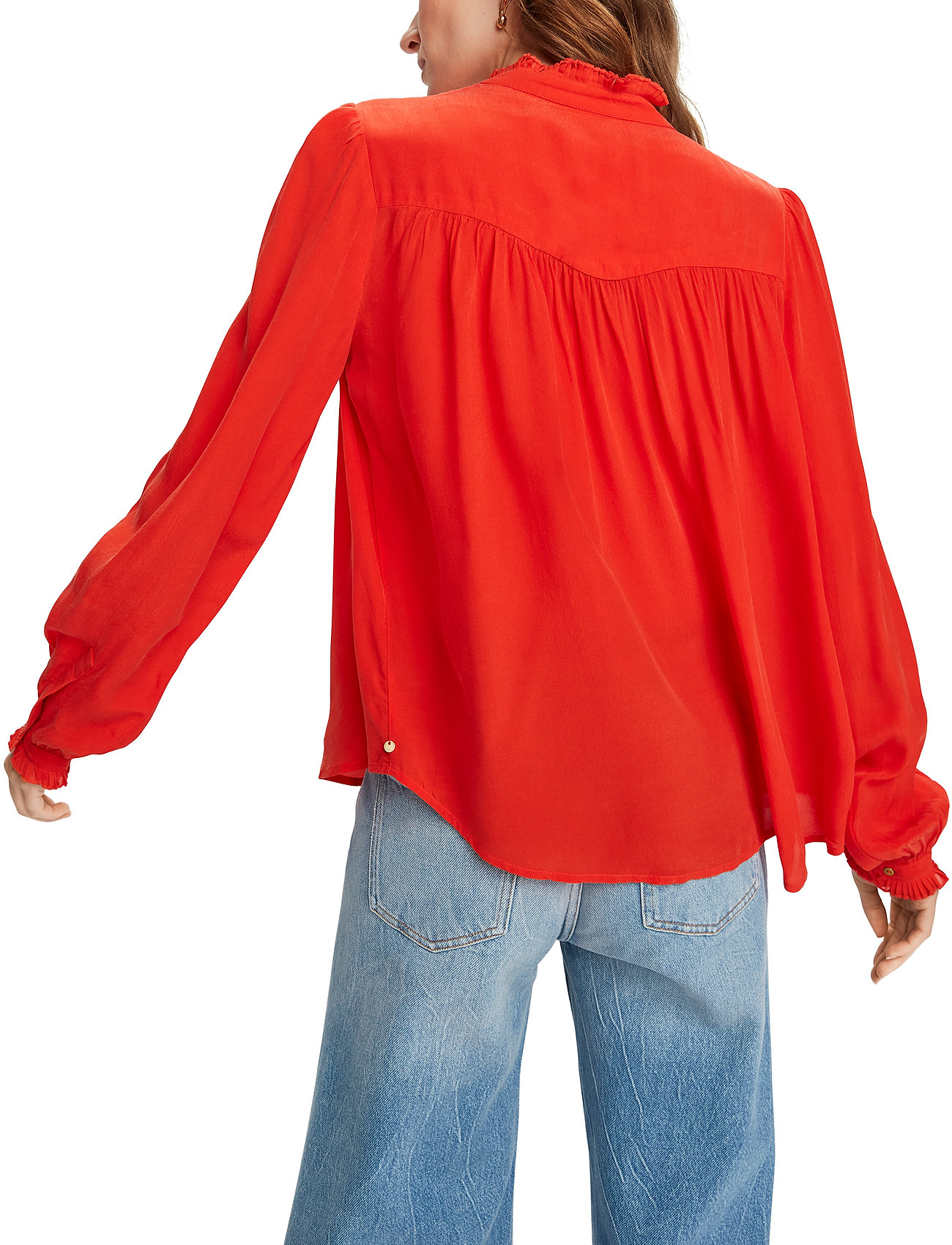 Scotch & Soda - Feminine shirt with pleated detailing - orange shell - 3