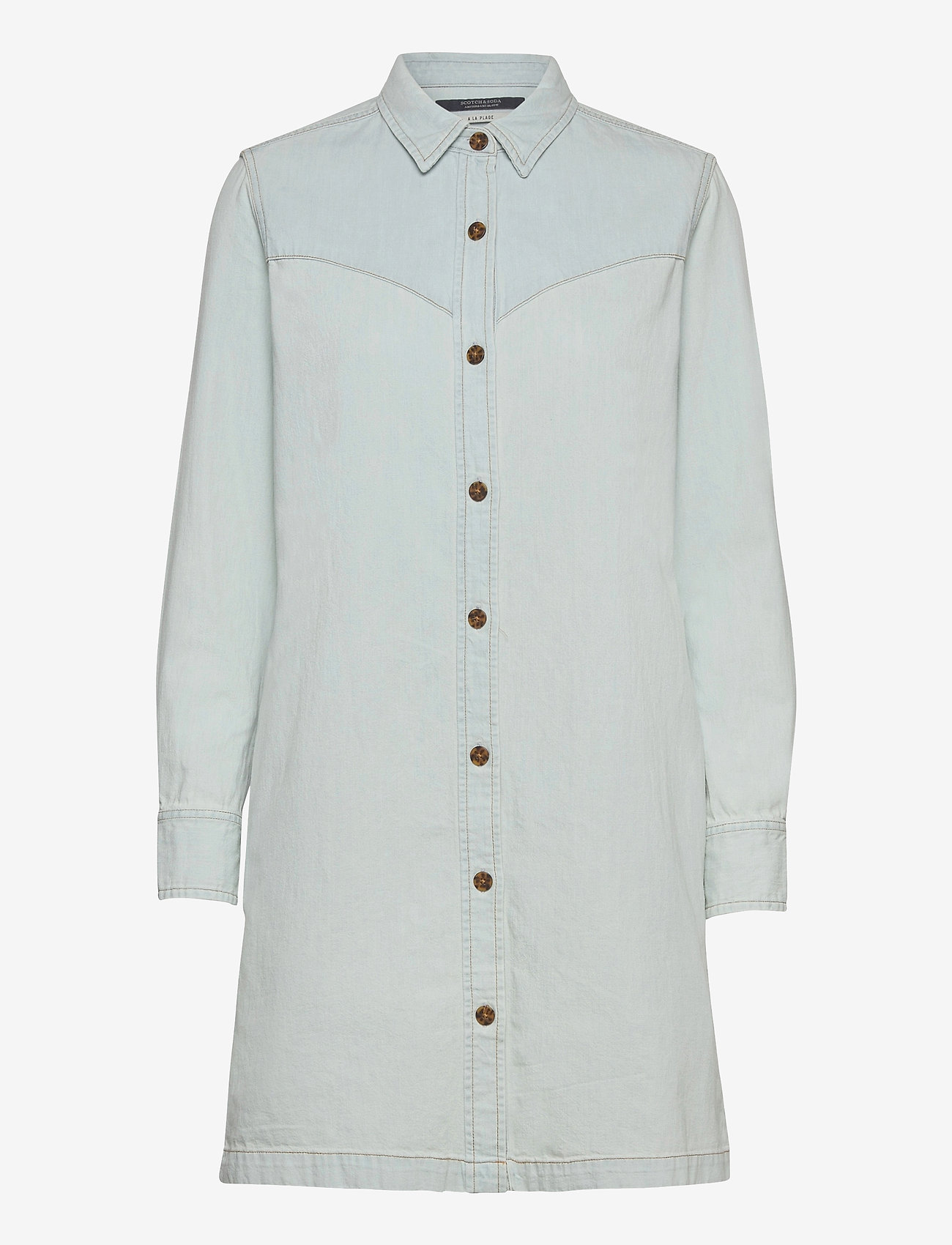 Scotch & Soda - Ams Blauw denim shirt dress with seasonal washes - bleach indigo - 0