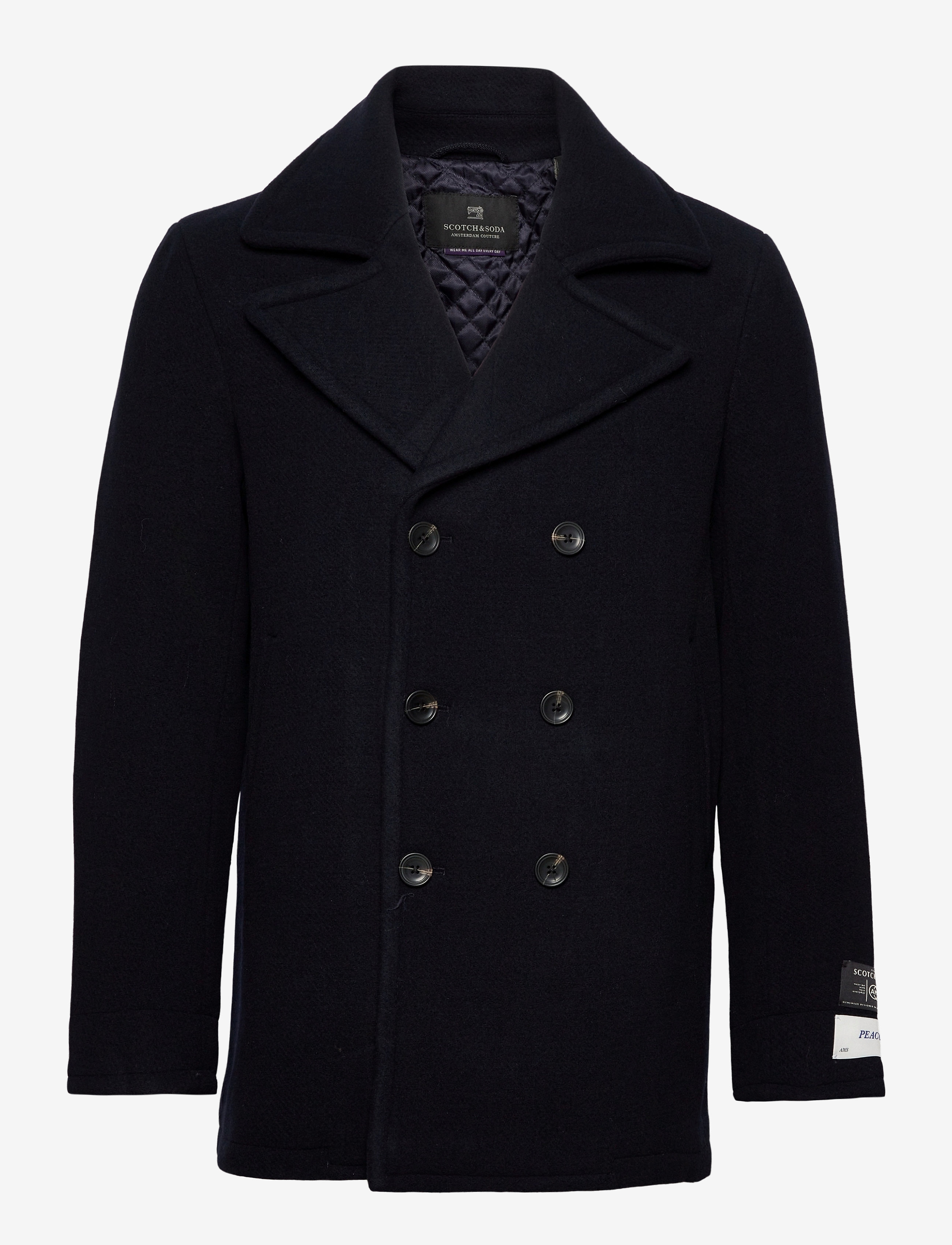 Scotch & Soda - Classic wool-blend peacoat with quilted lining - night - 0