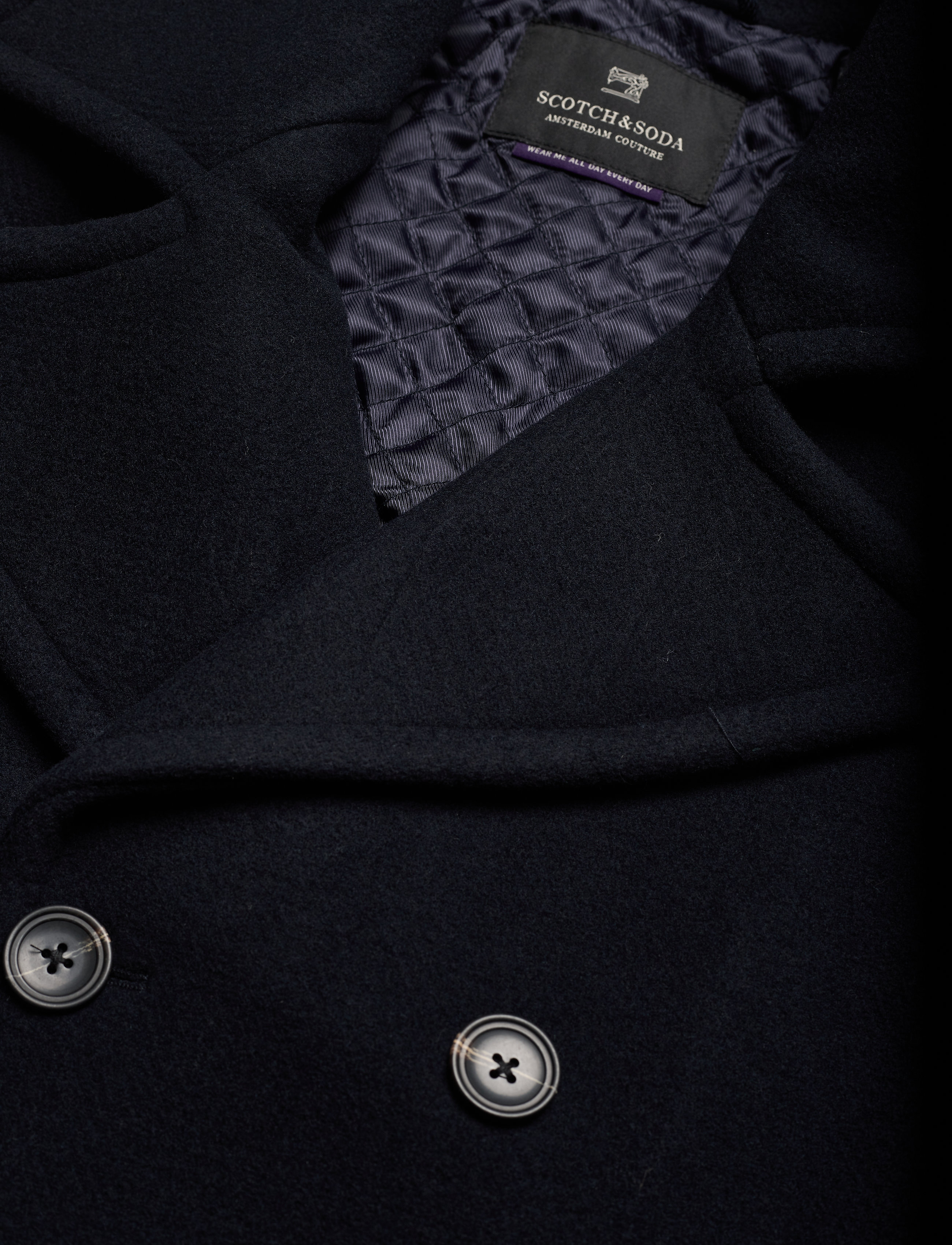 Scotch & Soda - Classic wool-blend peacoat with quilted lining - night - 2