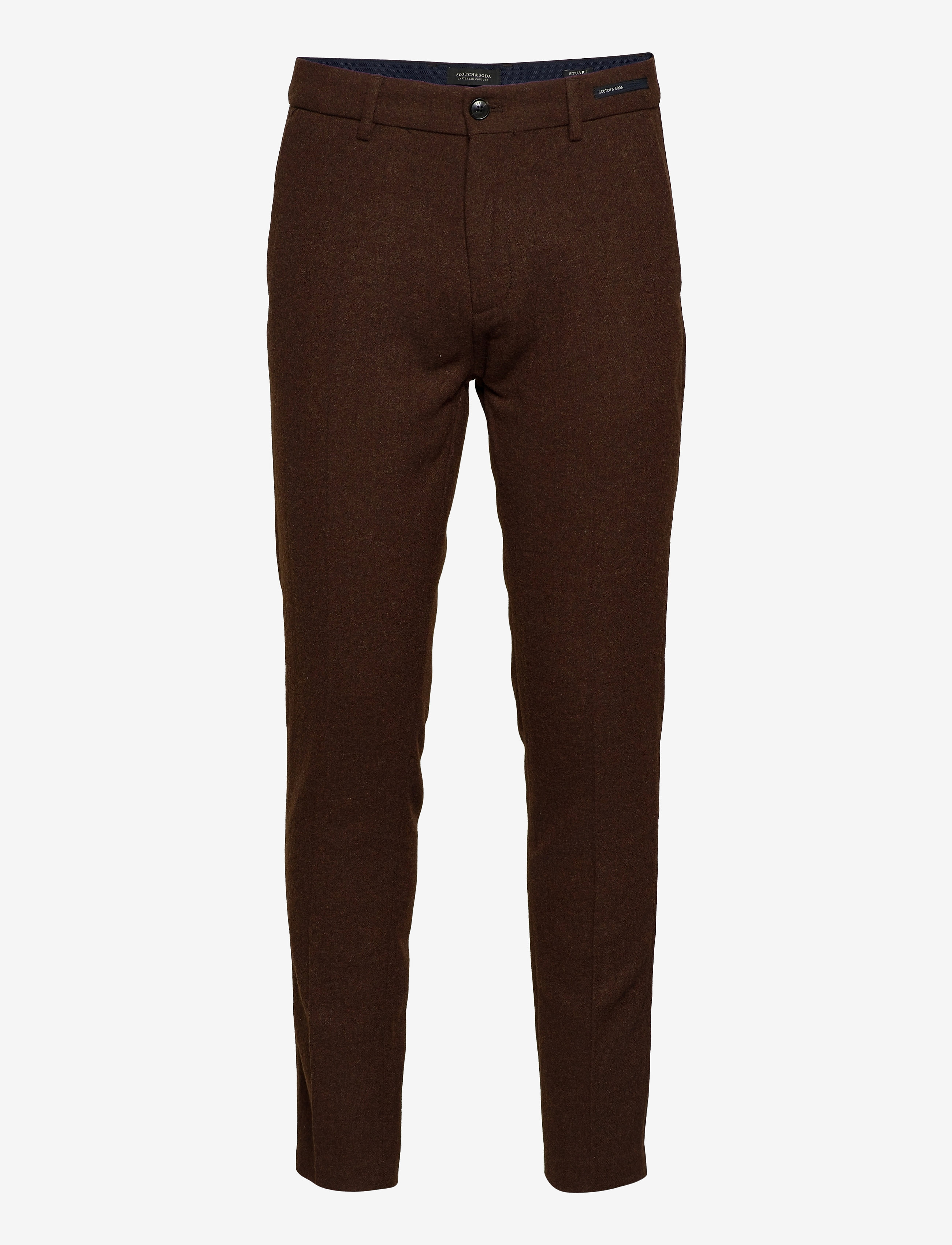 Scotch & Soda - STUART- Classic neps wool-blend chino - brown melange - 0