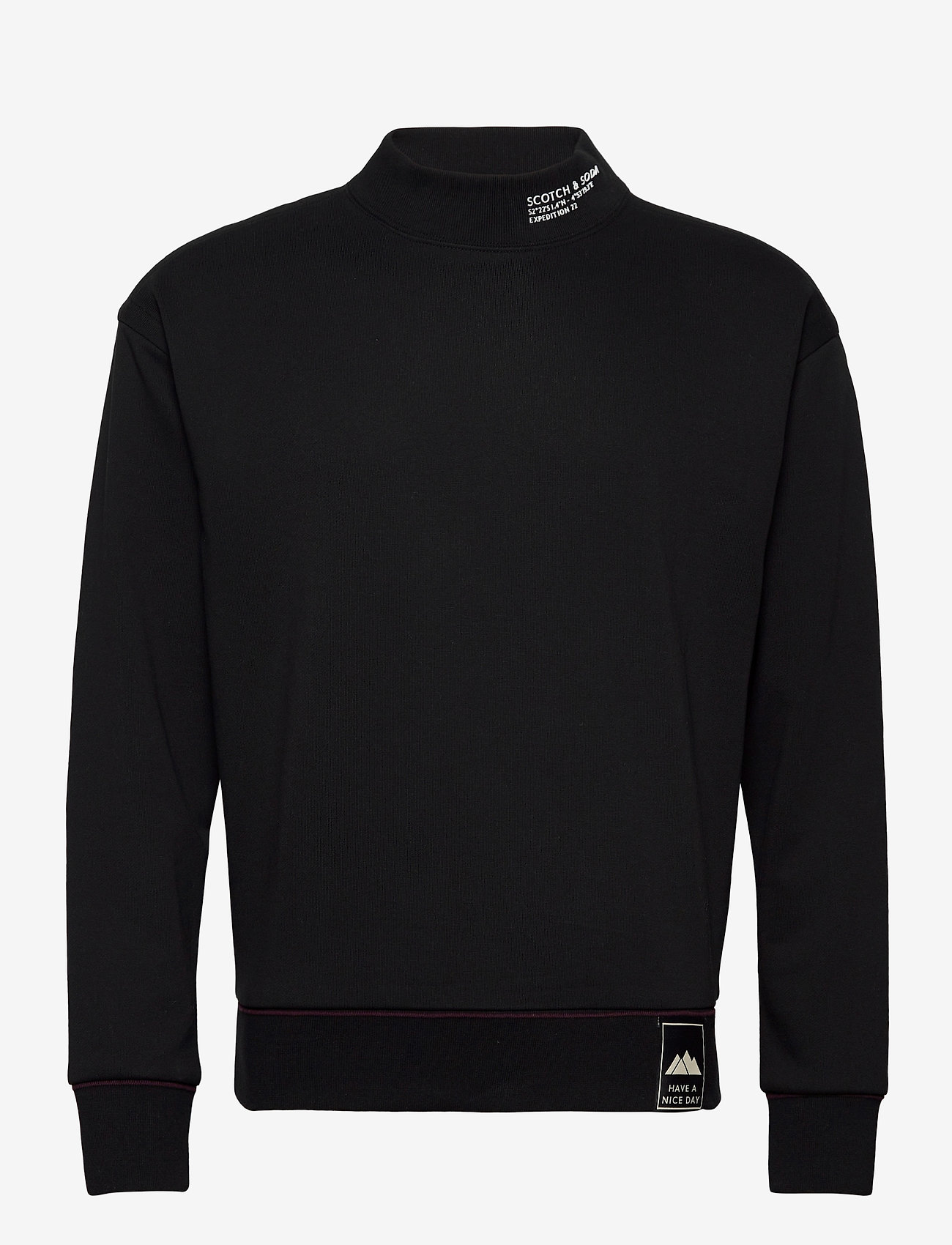 Scotch & Soda - Clean felpa sweat with high rib collar - black - 0