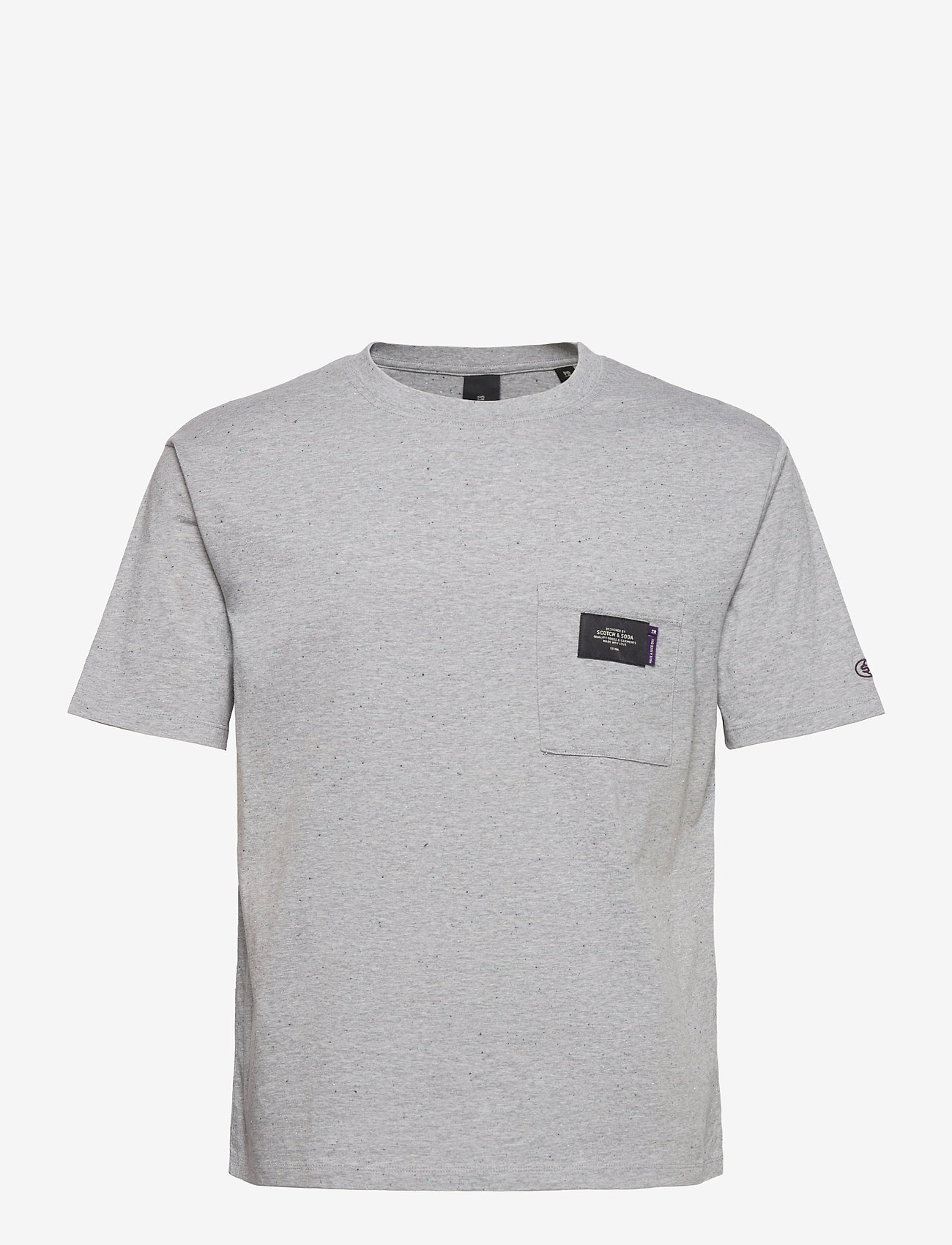 Scotch & Soda - Neps jersey crewneck tee with chestpocket - stone melange - 0