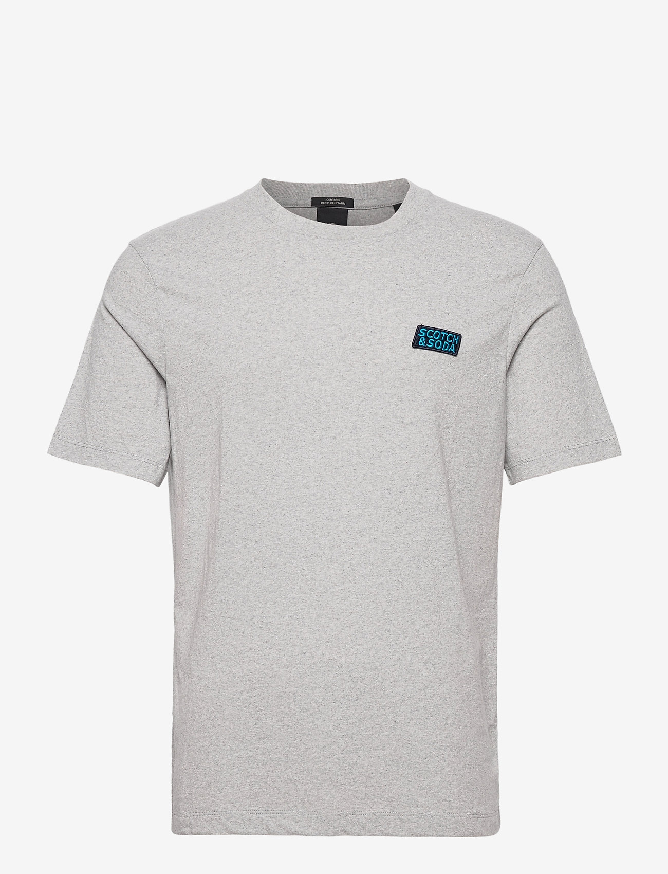Scotch & Soda - Recycled cotton jersey crewneck tee with chest badge - grey melange - 0