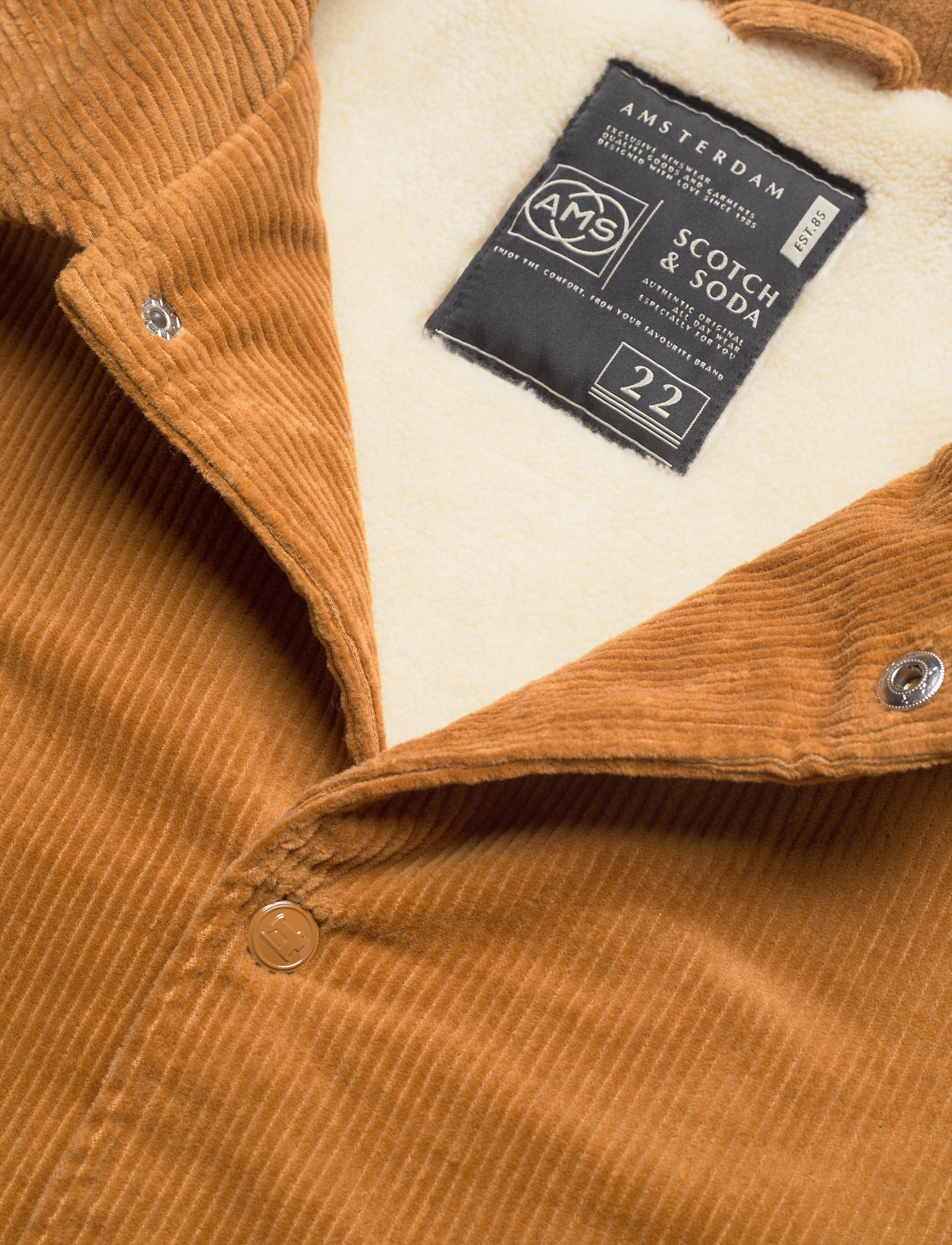 Scotch & Soda - Sherpa-lined corduroy coach jacket - camel - 3