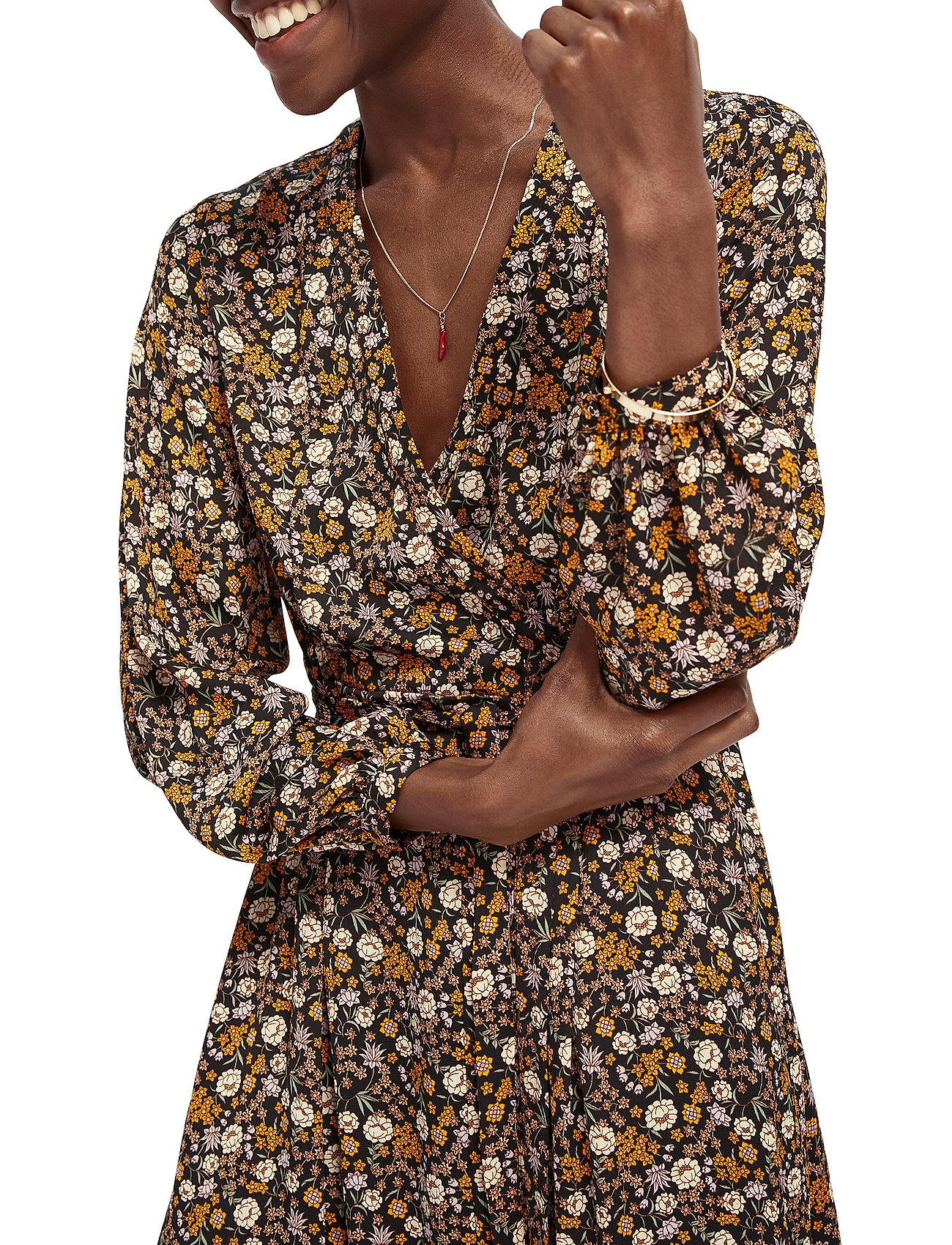 Scotch & Soda - Printed maxi length wrapover dress - combo e - 3