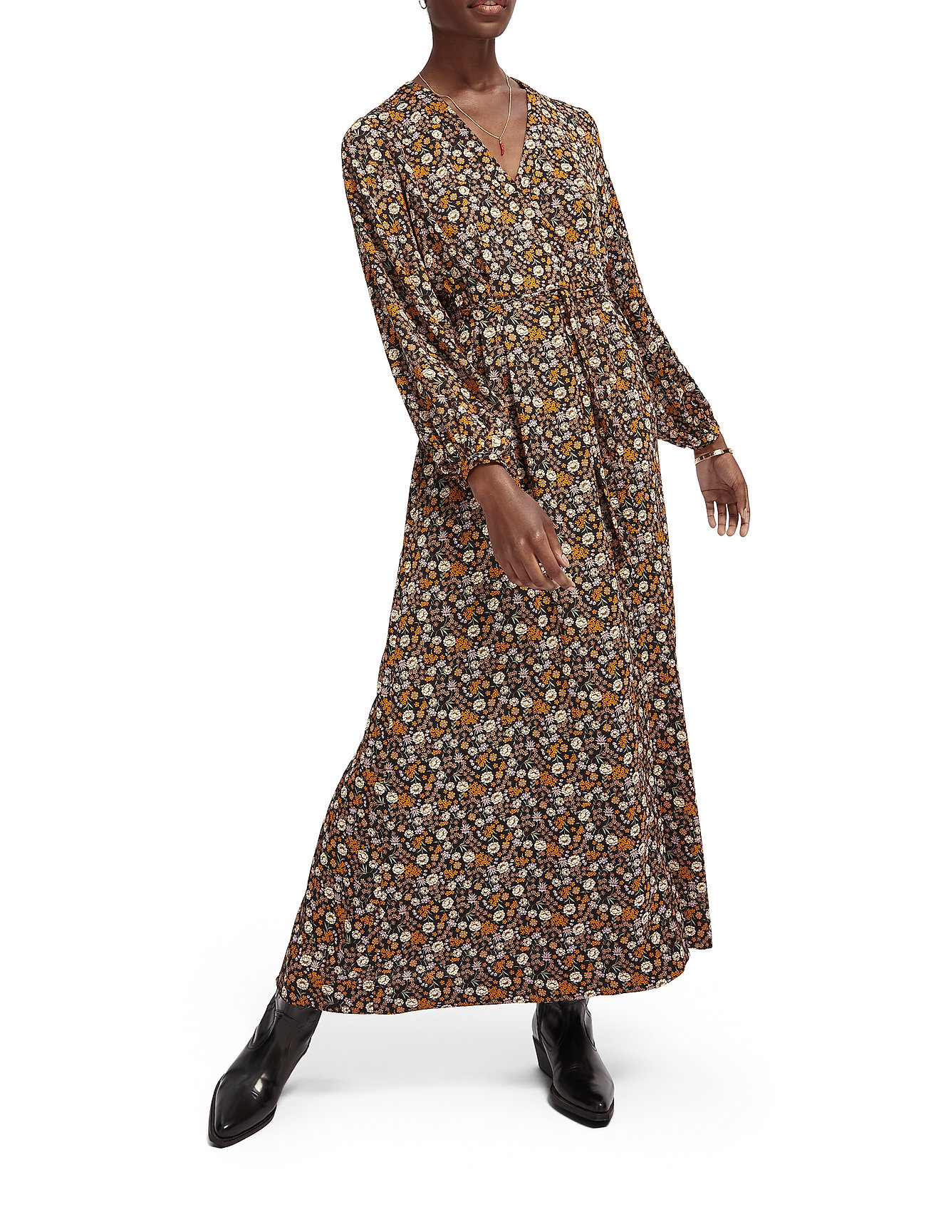 Scotch & Soda - Printed maxi length wrapover dress - combo e - 5