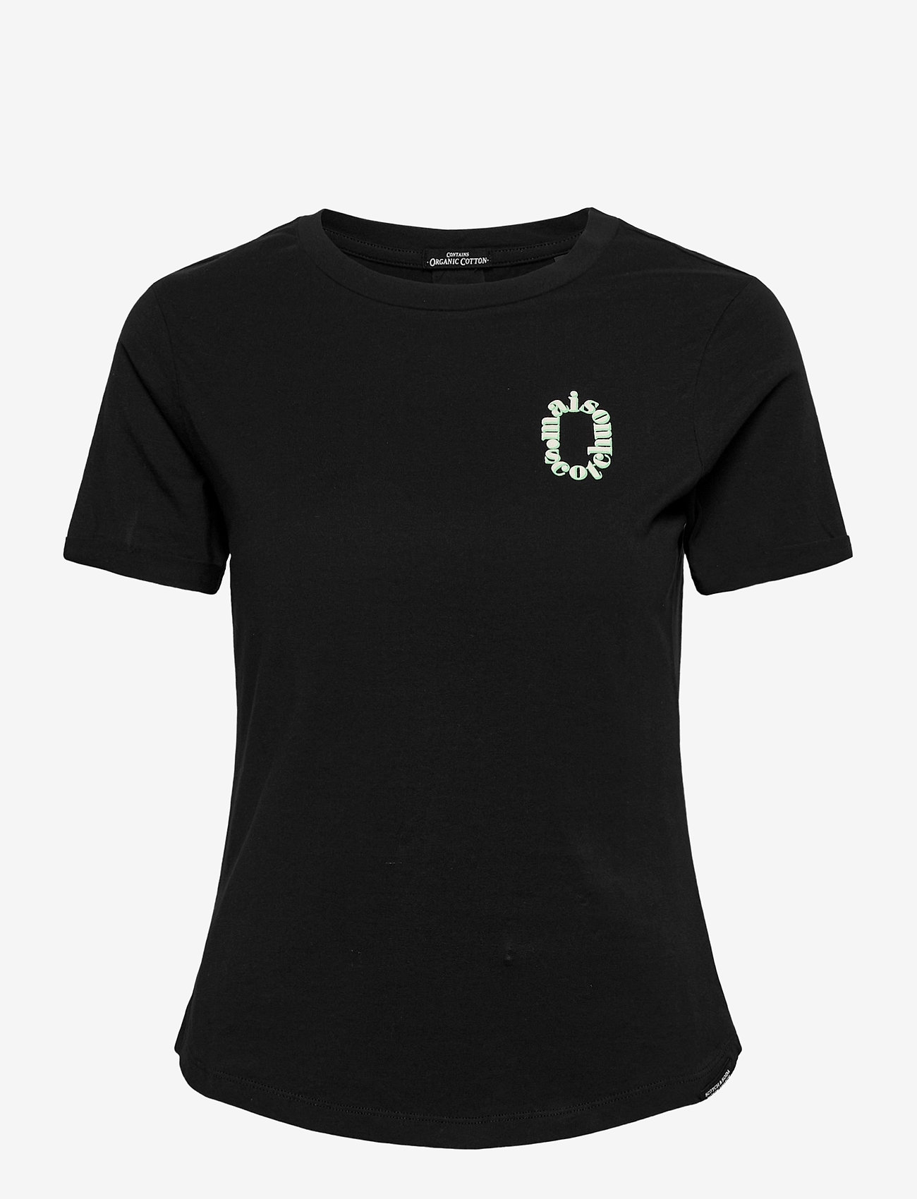 Scotch & Soda - Fitted tee in organic cotton quality with chest artwork - black - 0