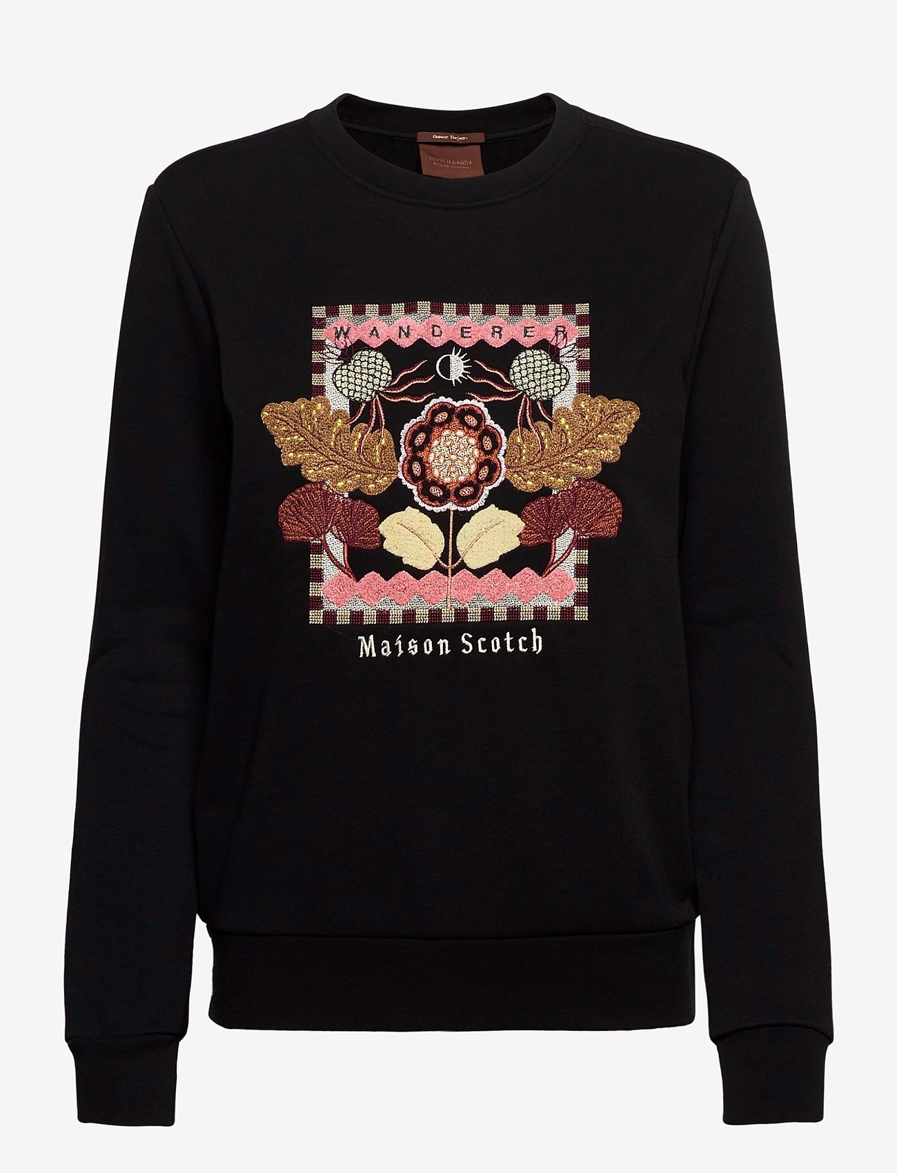Crewneck sweat with embroidered artwork - BLACK