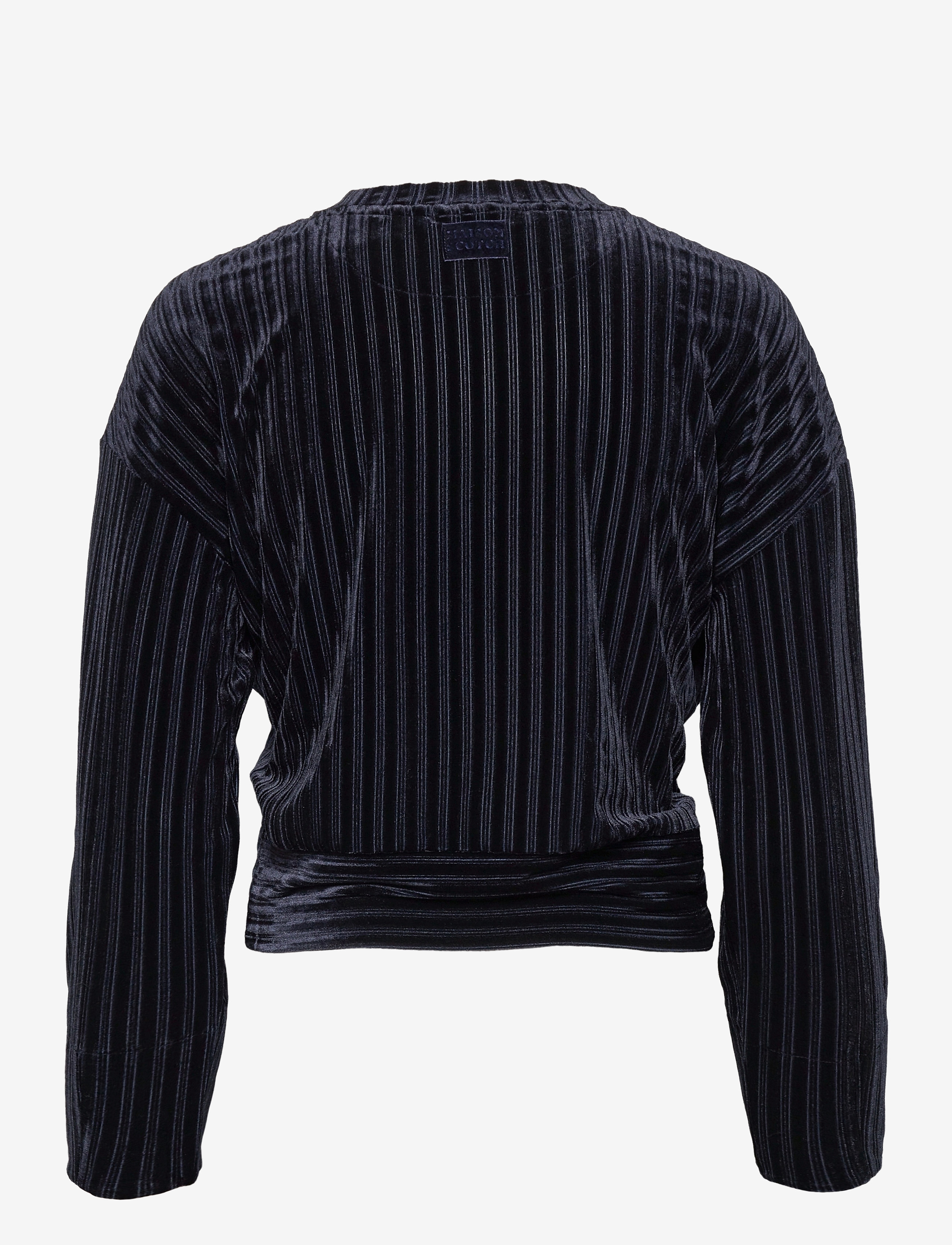 Scotch & Soda - Striped velvet crewneck sweat with knot detail - night - 1