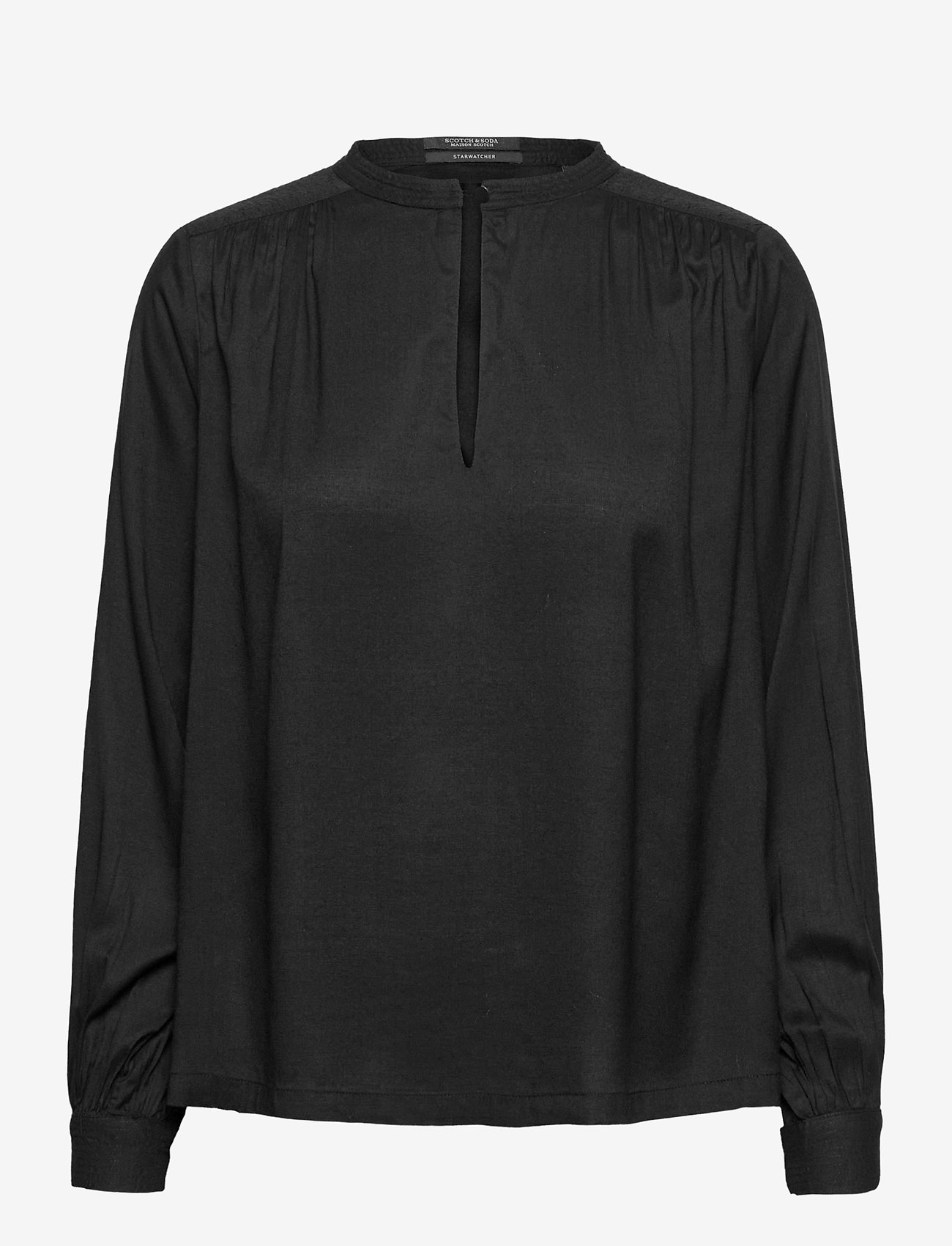 Scotch & Soda - Viscose top with shoulder panel and gathers - black - 0