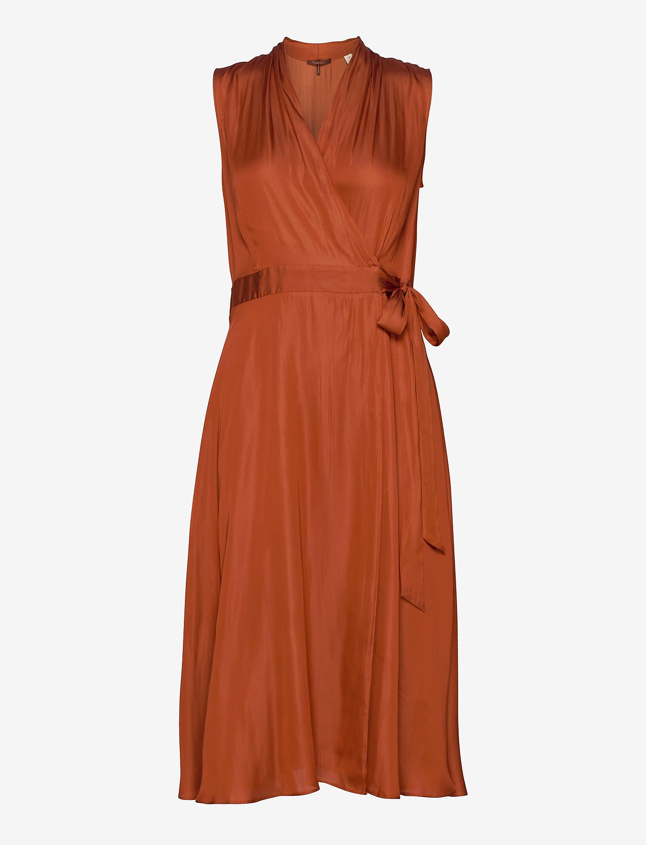 Scotch & Soda - Sleeveless midi length wrap dress with tie - copper - 0