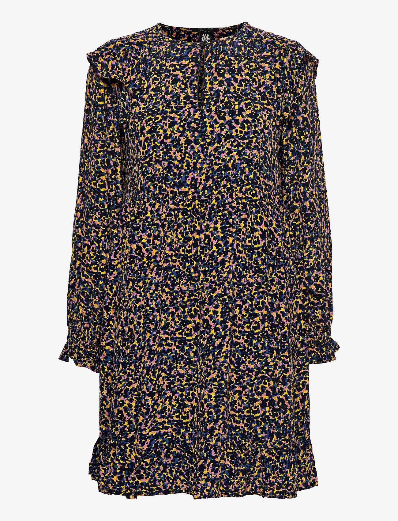 Scotch & Soda - Printed drapey dress with shoulder ruffles - sukienki letnie - combo c - 0