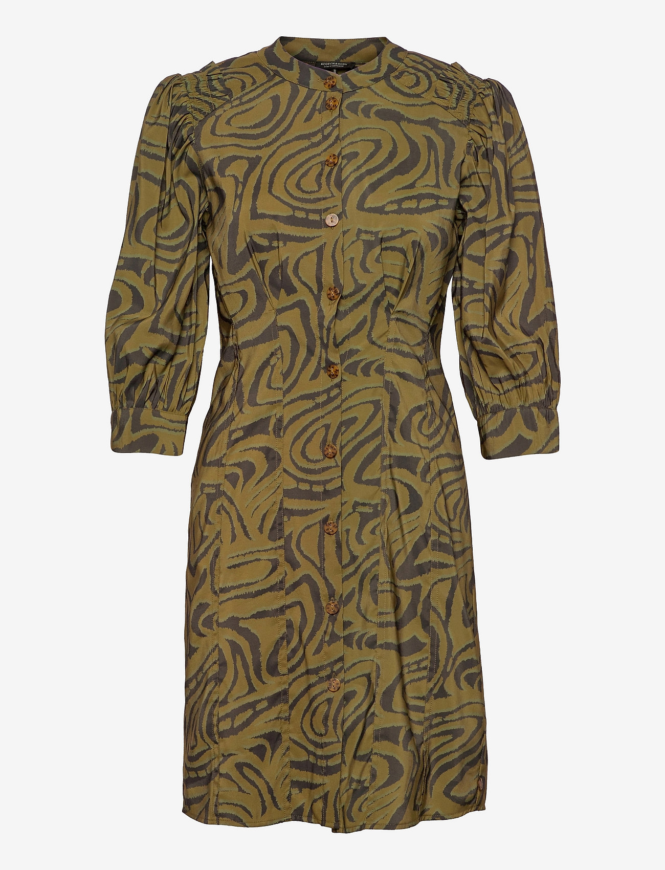 Scotch & Soda - Printed fitted button-through dress - särkkleidid - combo j - 0