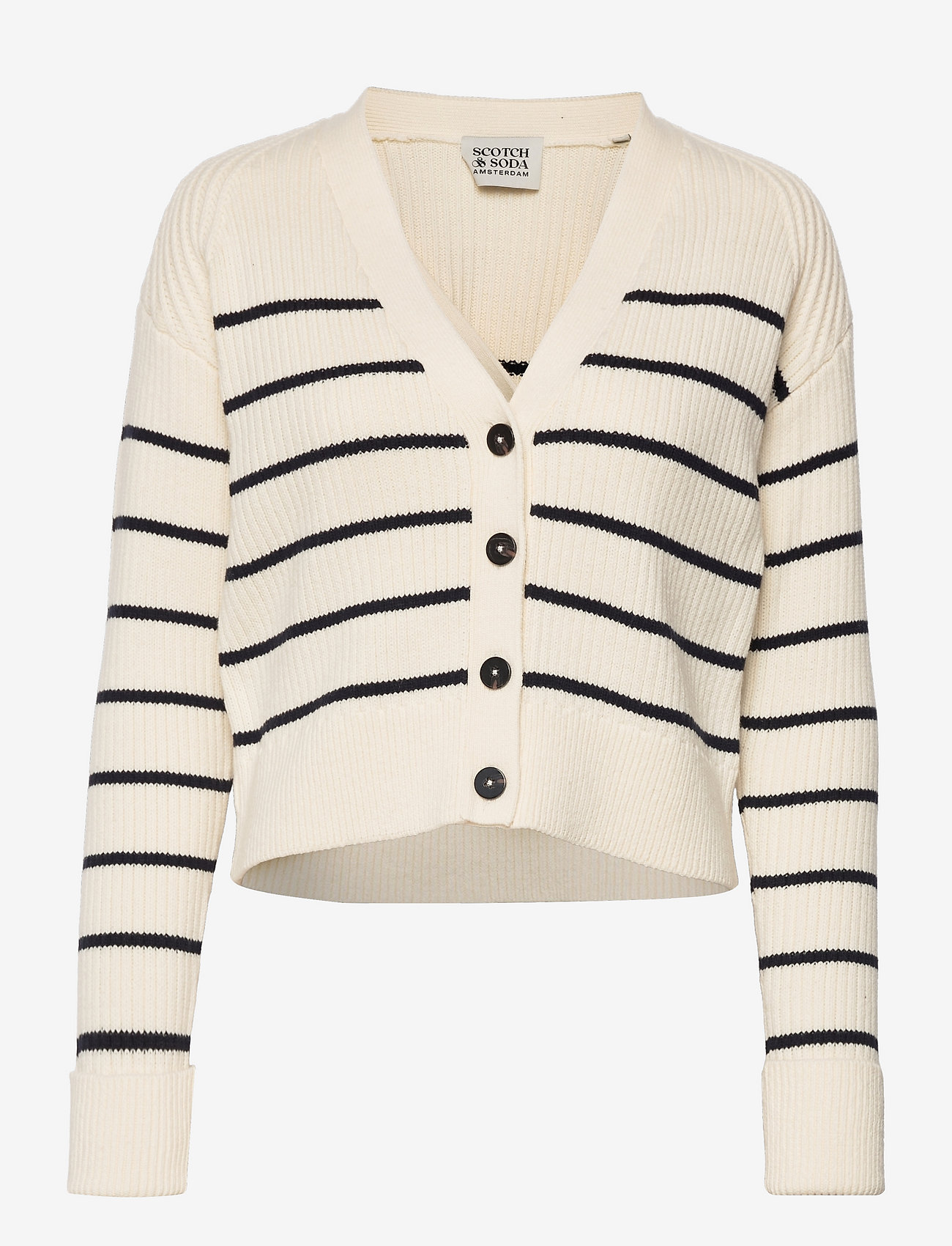 Scotch & Soda - V-neck striped chunky rib cardigan - combo s - 0