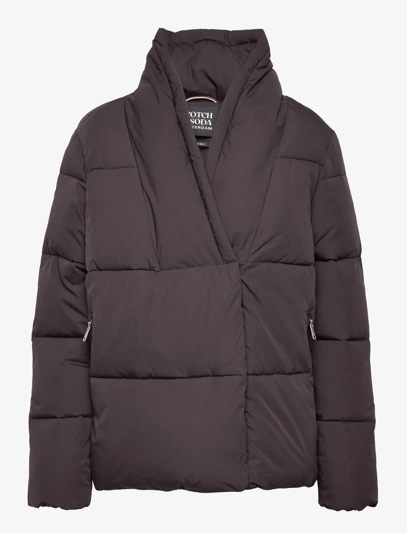 Scotch & Soda - Asymmetric closure puffer coat with Repreve® filling - fôrede jakker - black sky - 0