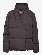 Asymmetric closure puffer coat with Repreve® filling - BLACK SKY
