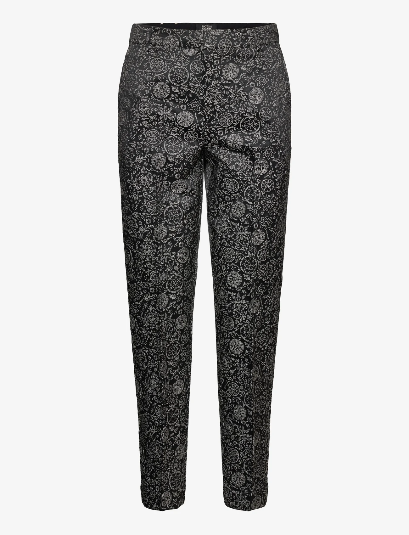Scotch & Soda - Lowry - Mid rise slim trousers in planetary jacquard pattern - slim fit trousers - planetary icons - 0