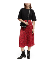 Scotch & Soda - Pleated printed maxi skirt in recycled Polyester - midi garuma svārki - space floral electric red - 2