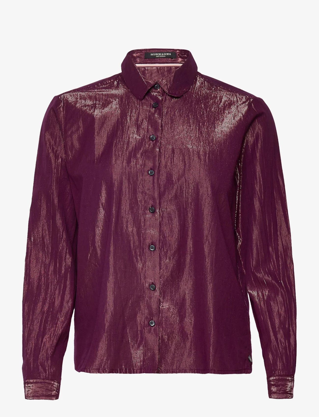 Scotch & Soda - Cotton lurex regular fit shirt - langermede skjorter - aubergine sunset - 0