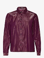 Cotton lurex regular fit shirt - AUBERGINE SUNSET