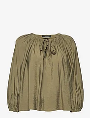 Scotch & Soda - Voluminous blouse with ties at front - long-sleeved blouses - dark olive - 0