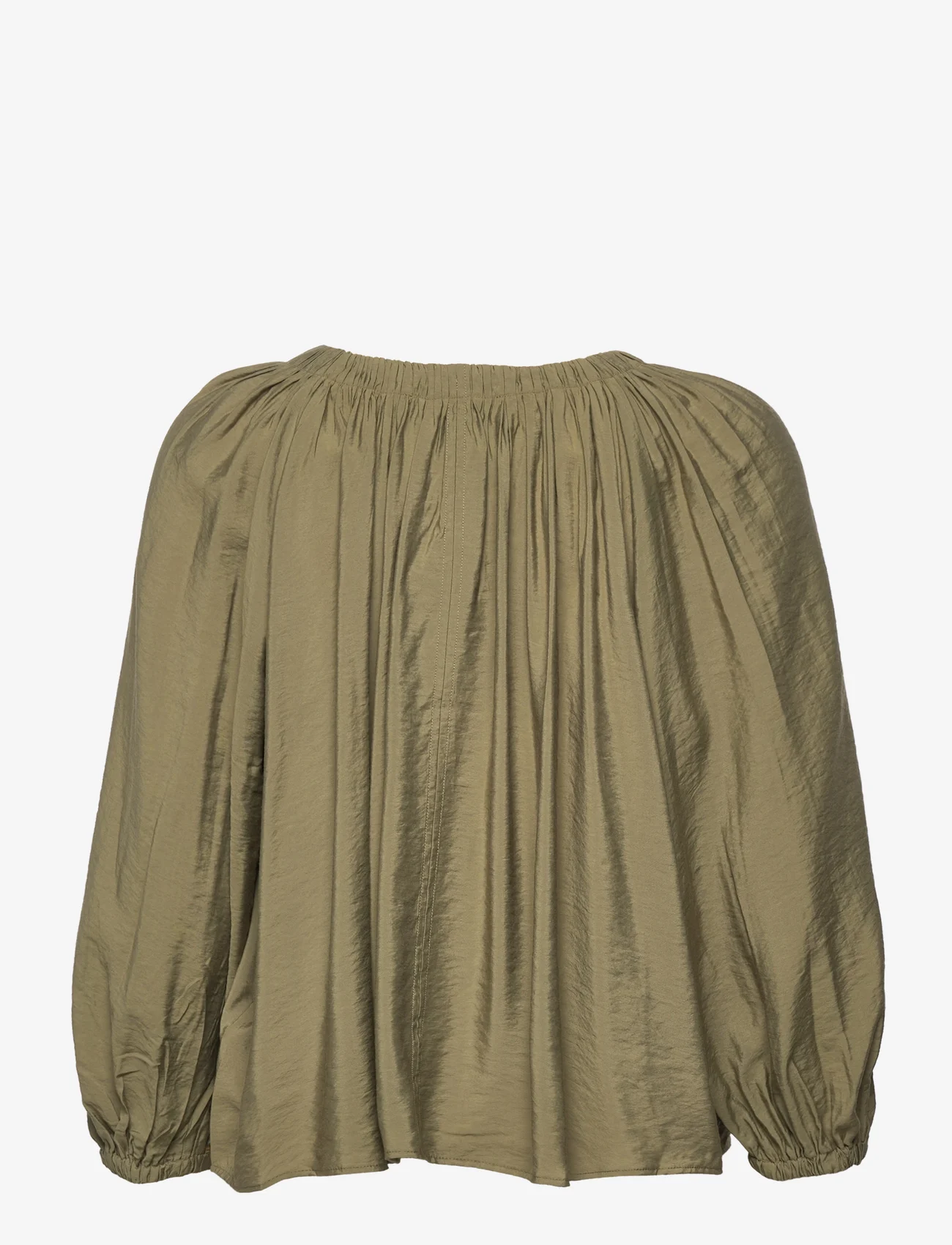 Scotch & Soda - Voluminous blouse with ties at front - long-sleeved blouses - dark olive - 1