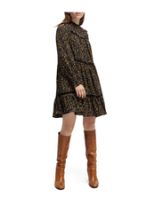Scotch & Soda - Smocked and tiered long sleeved dress - short dresses - space floral cinnamon spice - 2