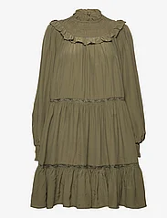 Scotch & Soda - Smocked and tiered long sleeved dress - minikleidid - dark olive - 0