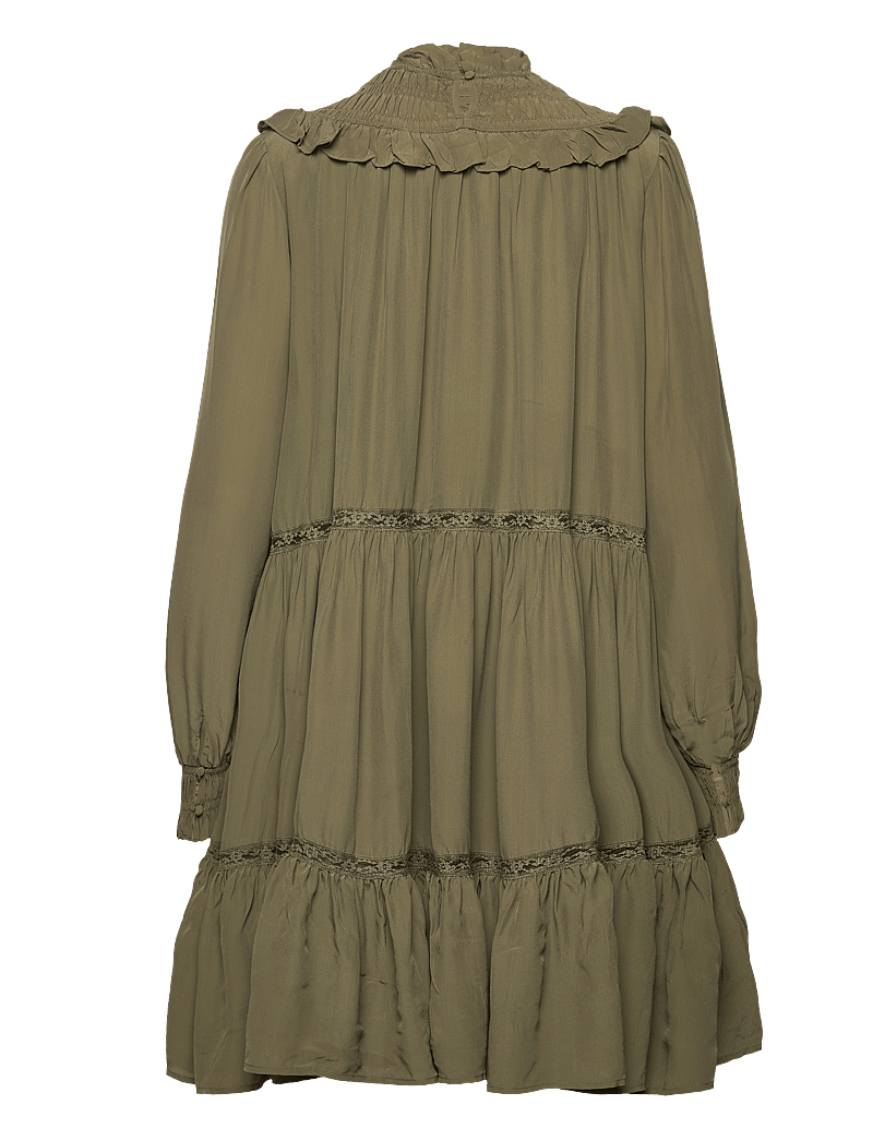 Scotch Soda Smocked And Tiered Long Sleeved Dress – short