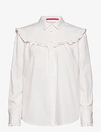 Striped seasonal shirt with ruffled yoke detail - ANTIQUE WHITE STRIPE